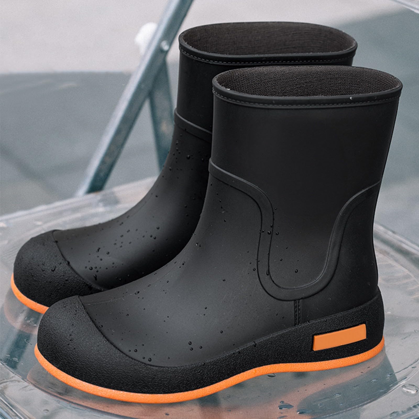 Bottes de pluie courtes en caoutchouc pour femme, antidérapantes, imperméables, chaudes, confortables, chaussures de jardin pour toutes les saisons, pour l'extérieur, le jardinage, l'agriculture, la