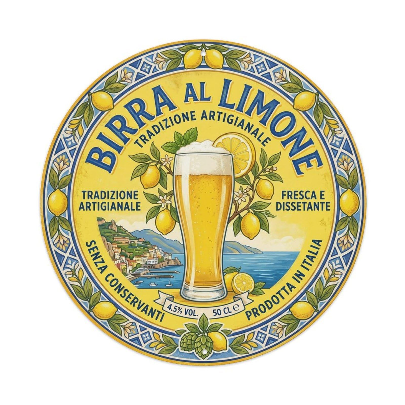 Lemon Beer Old School Flavored Barrel Brew Festival Metal Tin Sign