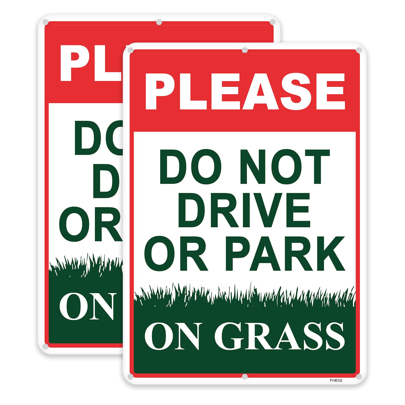 2-pak 'Please Do Not Drive or Park on Grass Yard Sign – 20 cm x 30 cm nierdzewny aluminiowy metalowy znak, znak "No Parking on Trawa" – znak "Keep Off" na podwórko (czerwony)