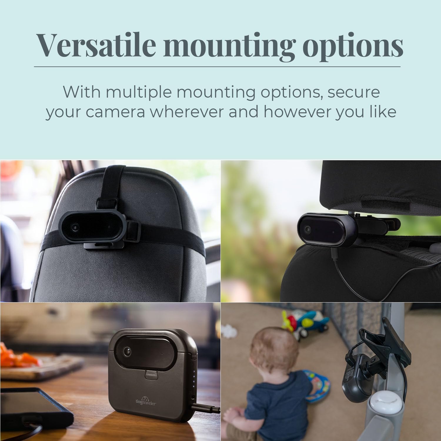 Tiny Traveler Baby Monitor Portable Baby Car Camera with Add-On Camera & Travel Kit, Night Vision HD 720p 5" Touchscreen, Battery Powered, Split-Screen, Travel Pouch Included - Black image 4 of 8 B08RD6MGVD