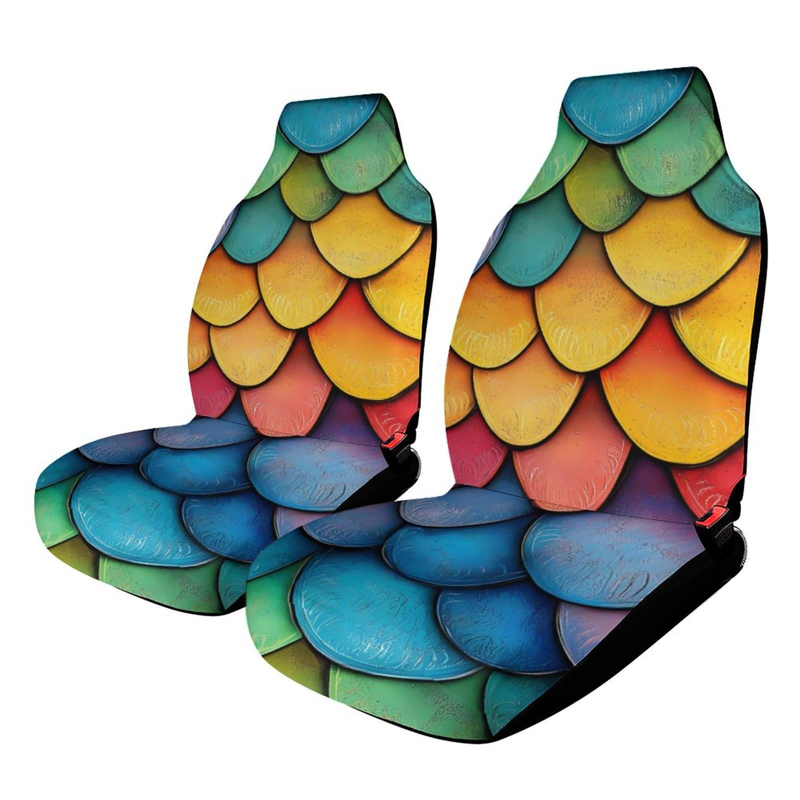 Dragon Scale Car Seat Covers Universal Car Front Seats Protector Auto Interior Accessories 2PCS