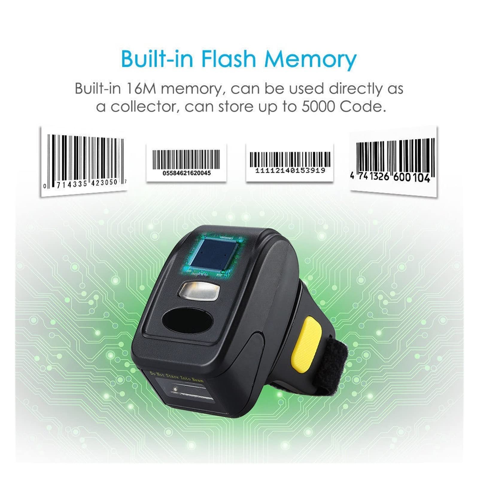 Lettore Barcode, Mini Lettore Di Codici A Barre Wireless Per Scanner Bluetooth Finger 1D 2D(1d Scanner)