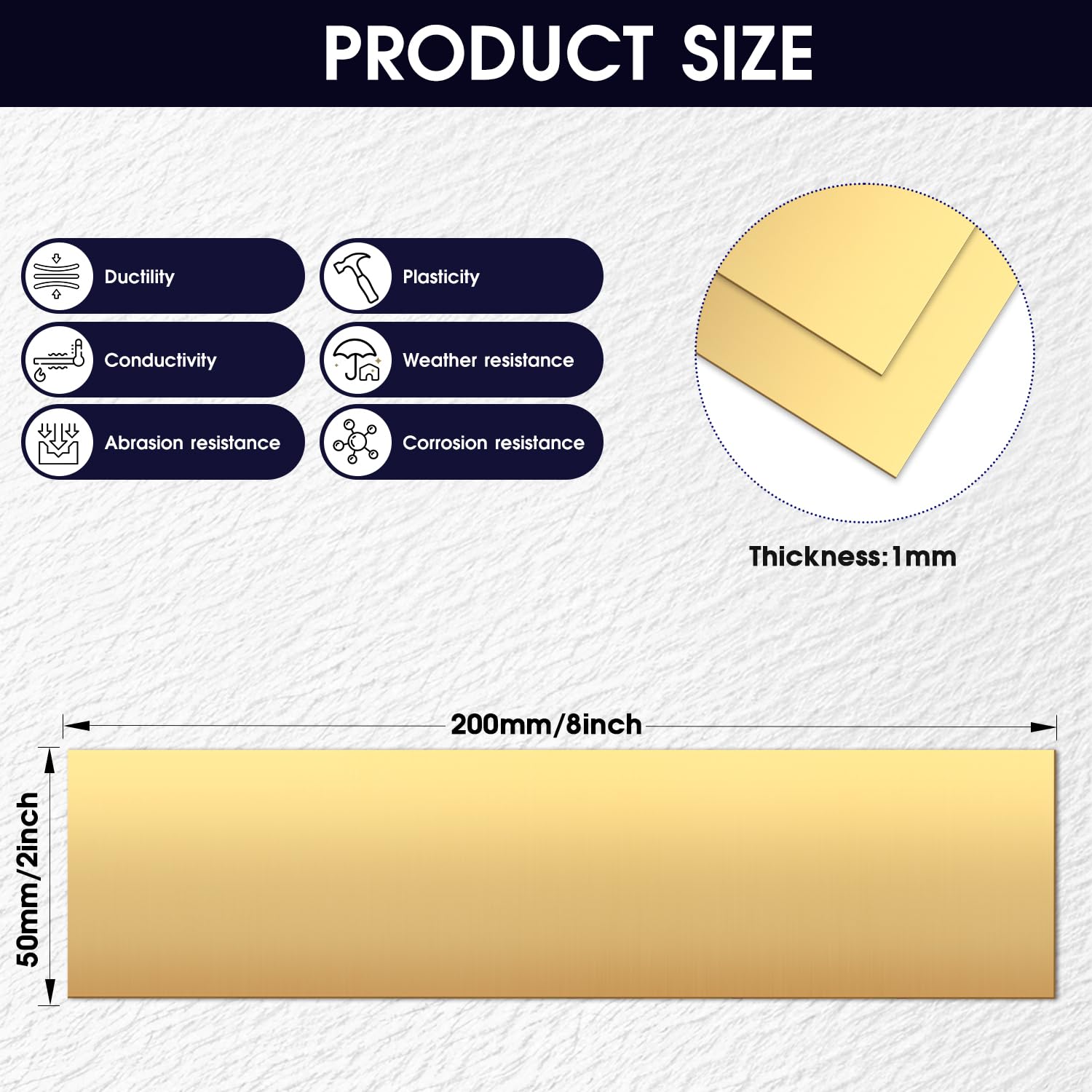 2 Pack Brass Sheets, 2 x 8 Inch, 18 Gauge, 1mm Thick | 99.9% pure brass plates for engraving, jewelry making, metal stamping, crafts, model building, cutting and DIY projects