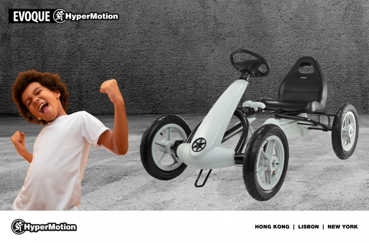 HyperMotion Go-Kart EVOQUE per Bambini (5-8 Anni) con 3 Modalità di Guida - Auto per Bambini Fino a 50 kg, Colore Grigio