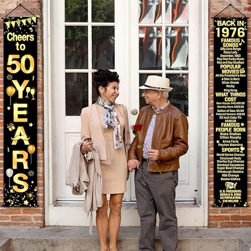 Miniatura 4 de Decoraciones de aniversario para fiesta de cumpleaños número 50, pancarta de felicitación a los 50 años, decoración de fiesta, letrero de bienvenida