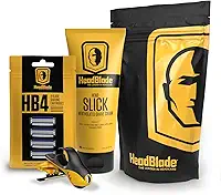 HeadBlade Kit Inicial Para Barbear A Cabeça Moto Men'S Com Creme De Barbear Headslick, Aparelho De Barbear E Refis De Lâmina (8 Onças De Headslick)