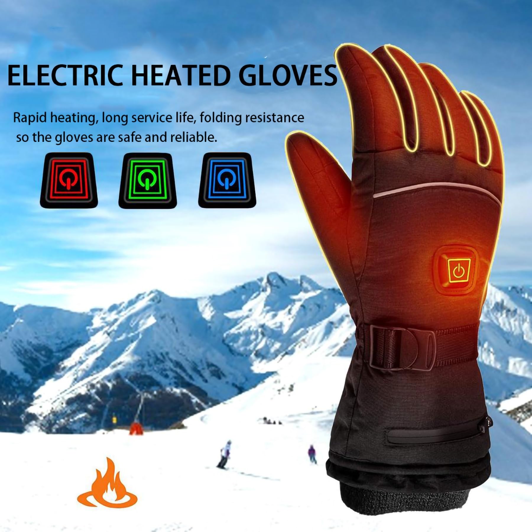 Guanti Riscaldati Elettrici for Uomo Donna, Scaldamani Elettrico Ricaricabile da 6000 mAh, Schermo Toccabile, Guanti Touchscreen Invernali Caldi Impermeabili for Lavoro Snowboard Caccia Campeggio Camm