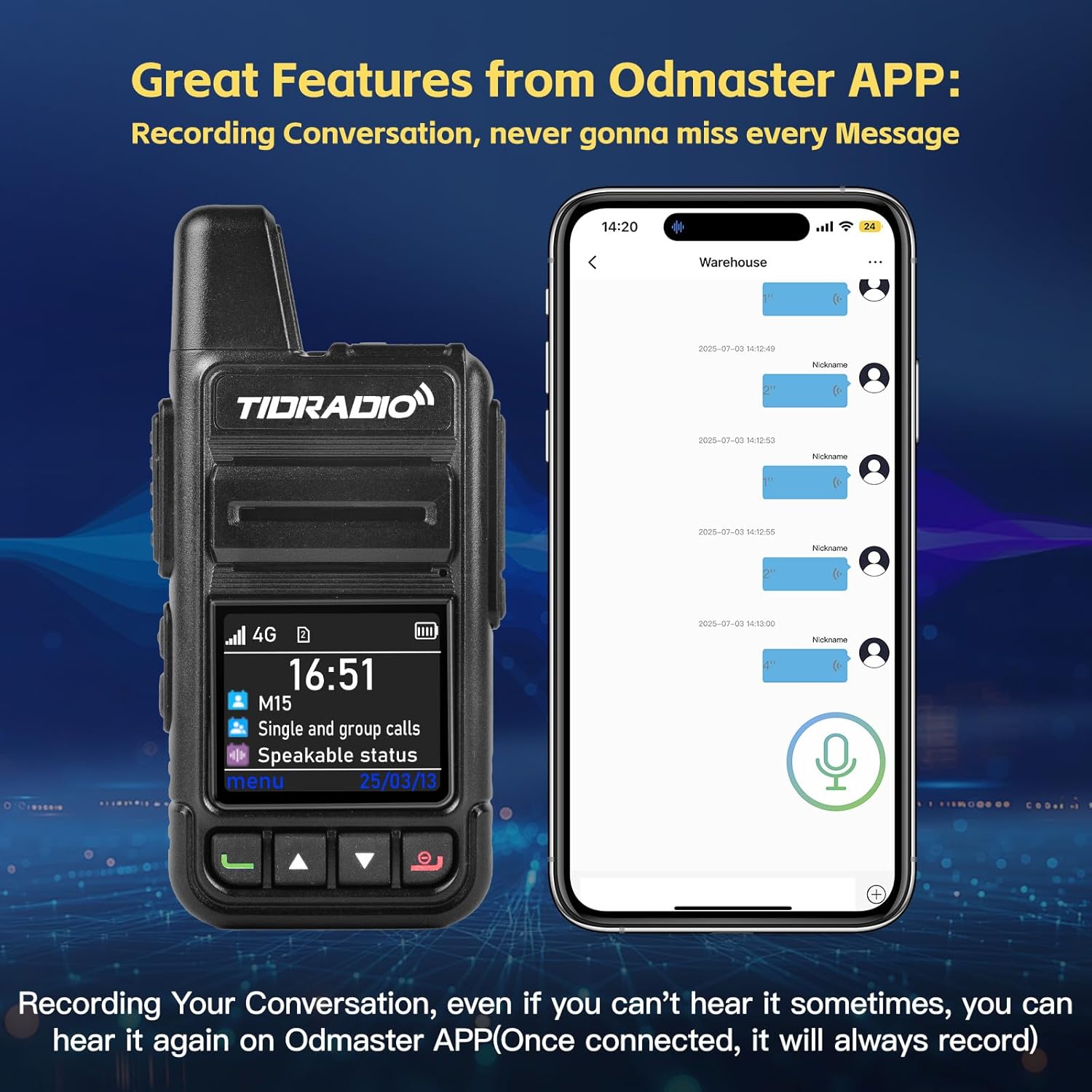 TIDRADIO TD-M15 Rapid Global Walkie Talkies 5000 Mile Long Range Poc radios, 4G LTE Unlimited Range Nationwide PTT Two Way Radios for Family, Logistics, Company, Construction Site with Sim Card (2pcs)