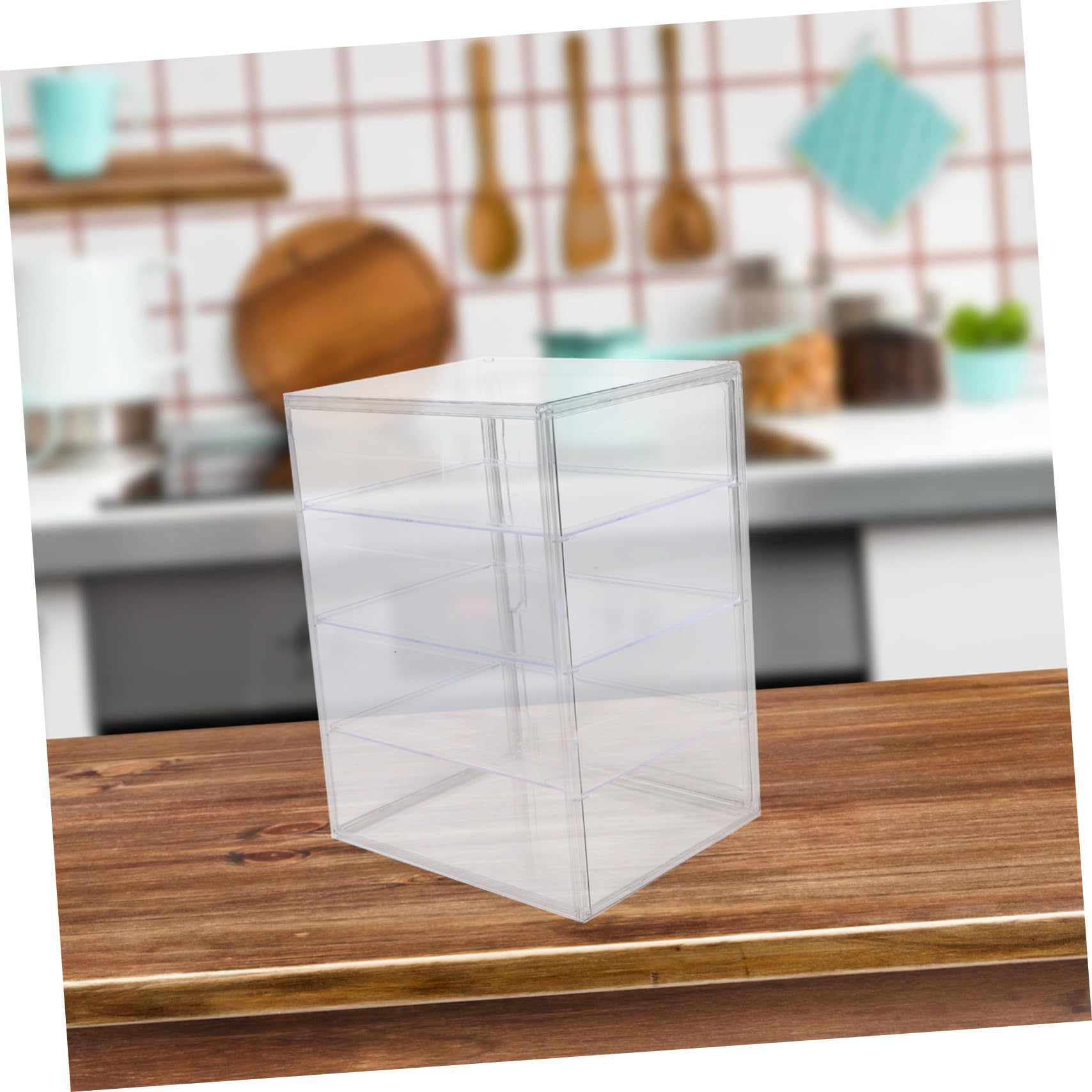 Cabilock Vitrina de Acrílico Transparente con Puerta Magnética y 4 Estantes Ajustables para Mostrador de Cocina, Adecuado como Caja de Pan y Expositor de Pastelería
