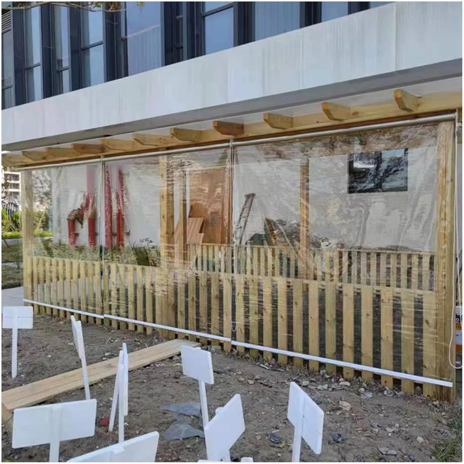 Store Enrouleur Transparent et étanche for Gazebo extérieur, écran Transparent, étanche et Anti-poussière(1.8 * 2.0m)