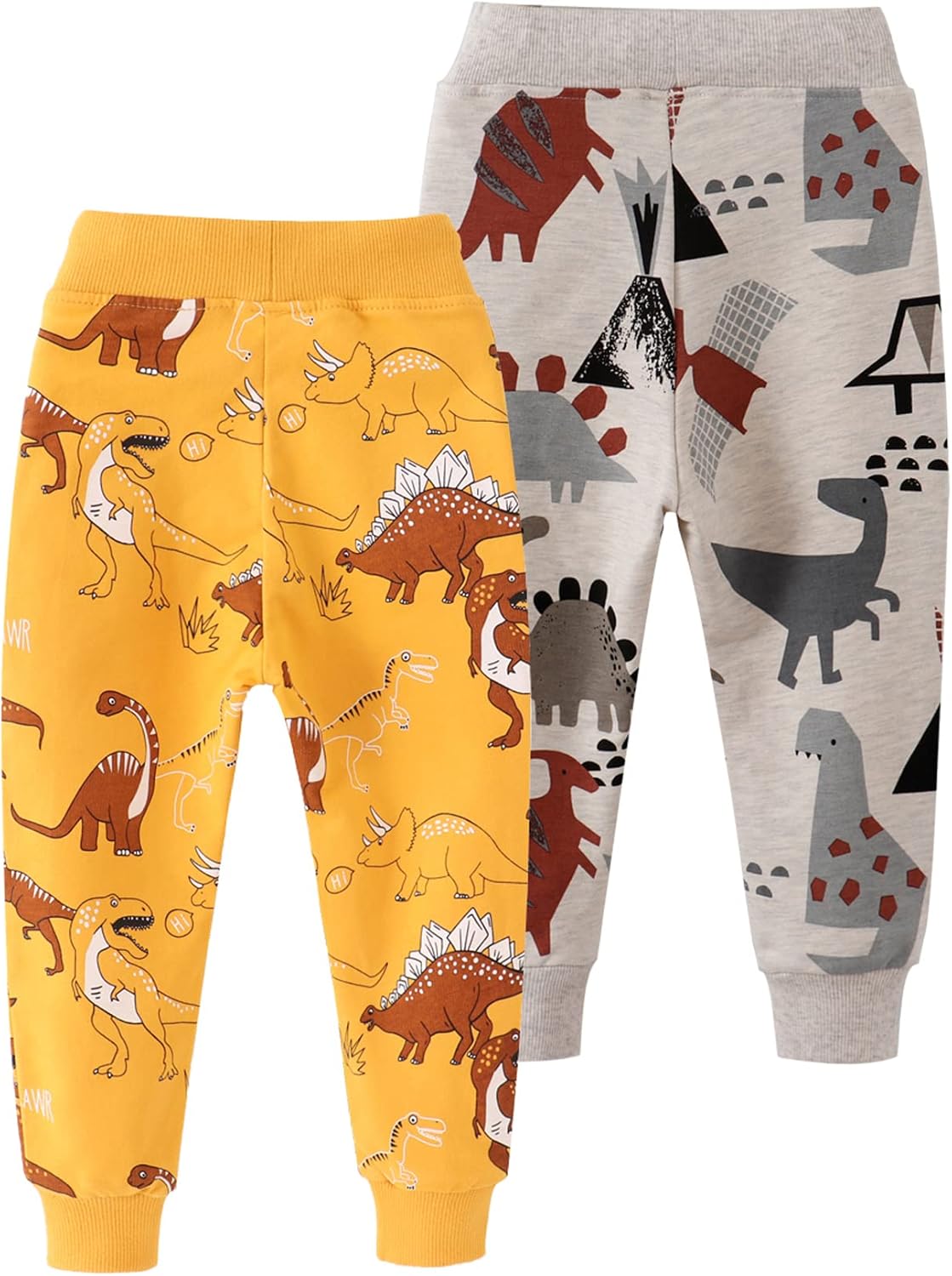 Toddler Baby Boy's Cartoon Print Dinosaur Car Animal Cotton Pants Drawstring Elastic Sweatpant(2-Pack 3-Pack) - Image 2