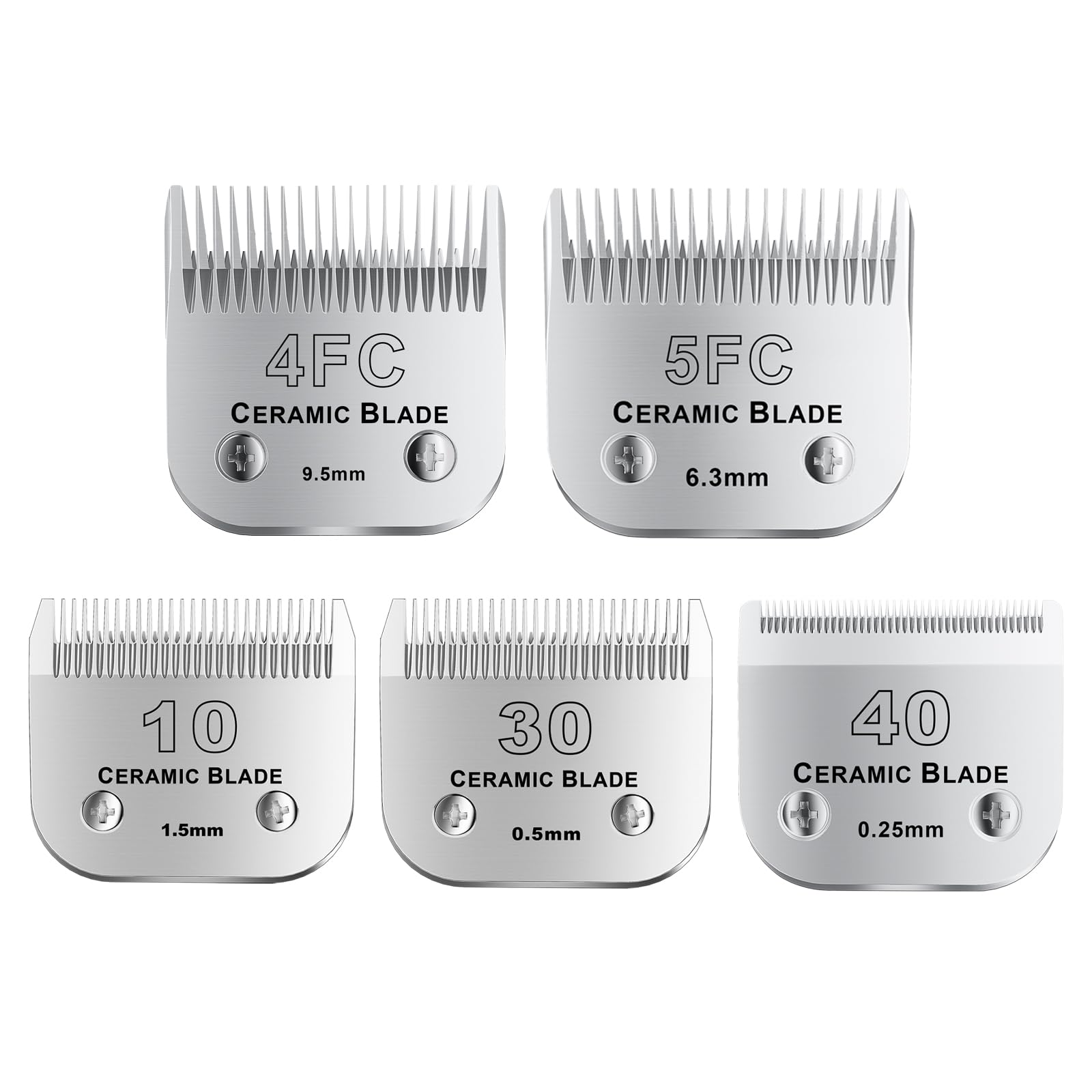 colorski 10Blades Dog Grooming Replacement Blades Compatible with Andis Pet Clipper/Oster A5/Wahl KM Series Dog Clipper,Ceramic Blade & Stainless Steel Blade (#10+30+40+4FC+5FC) 5Pack