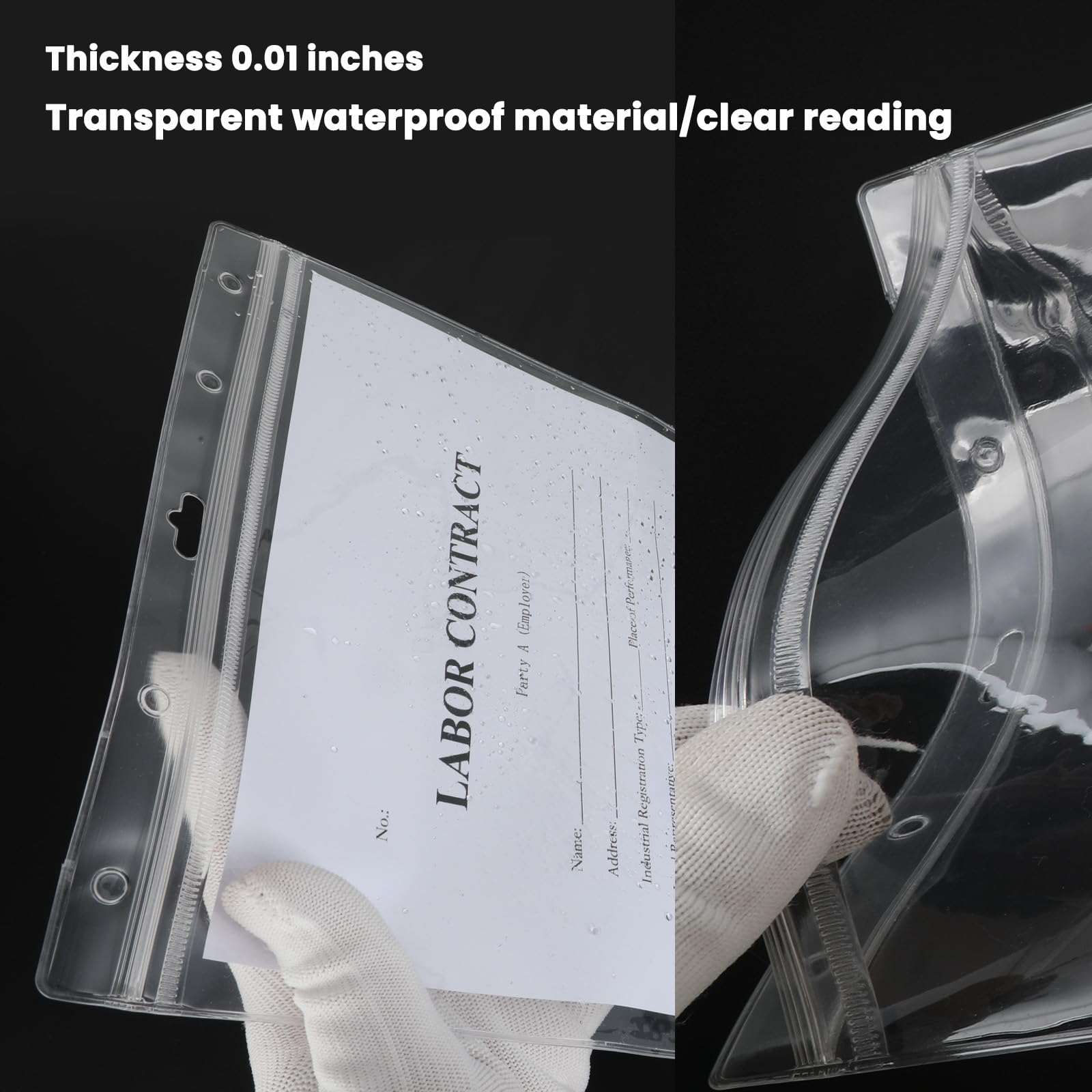 15 protectores impermeables con cremallera resellables de 8.5 x 11 pulgadas, fundas de plástico transparente para fotos, bolsillo de trabajo, para documentos, fotos, certificados, certificado