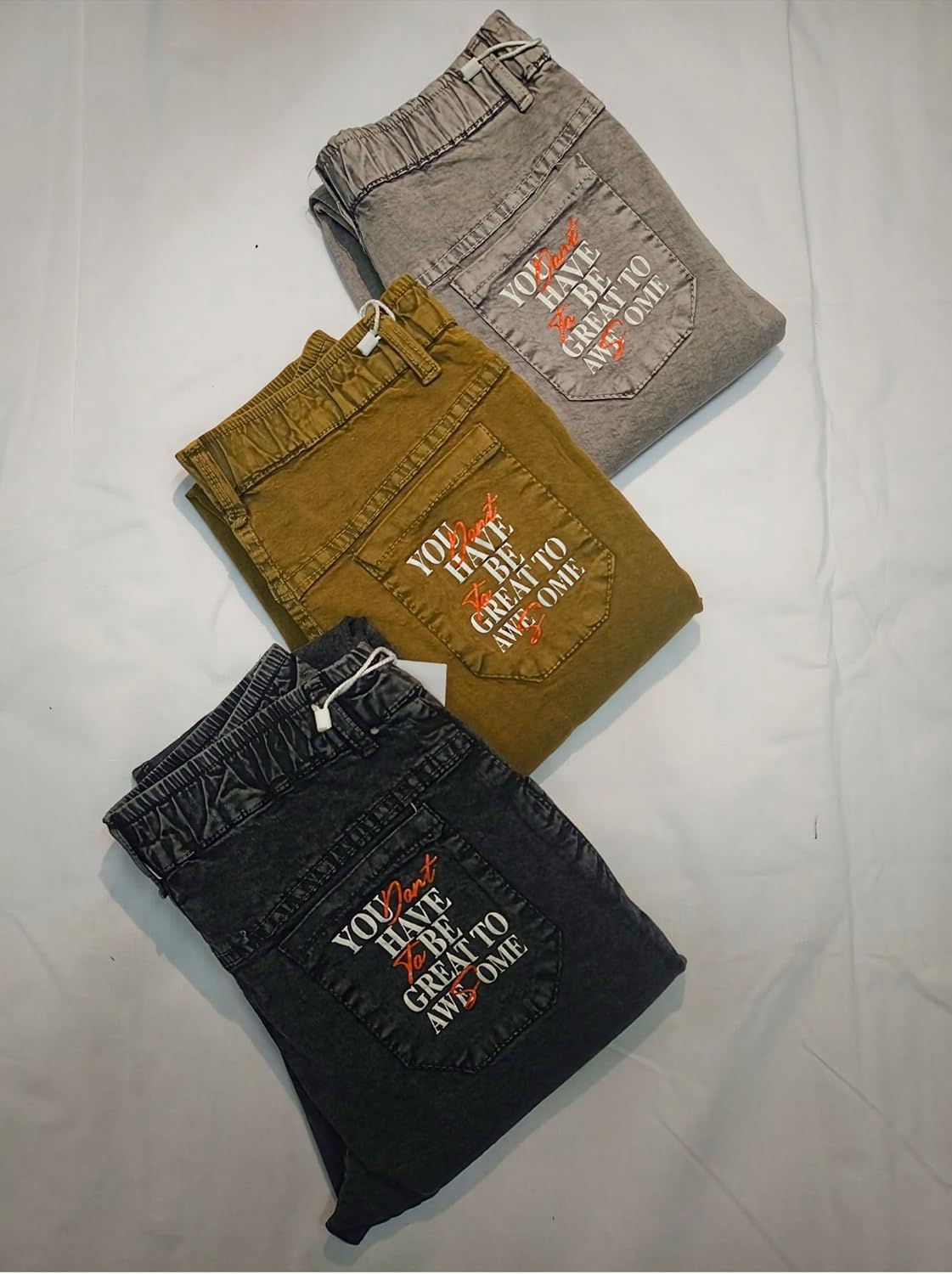 Boys Cargo Pants, Kids Cargo Jeans with Pockets, Adjustable Waist, Stretch Denim Casual Pants for Boys