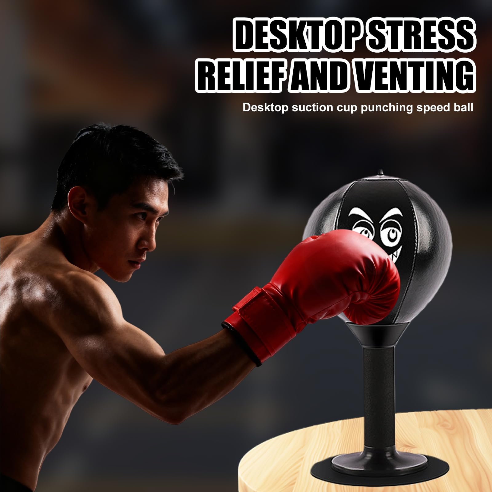 Punching ball tavolo con guanti, borsa da punching per adulti, mini sacco da boxe Punching ball con ventose forti, pompa ad aria, scatola per casa e scrivania, per alleviare lo stress