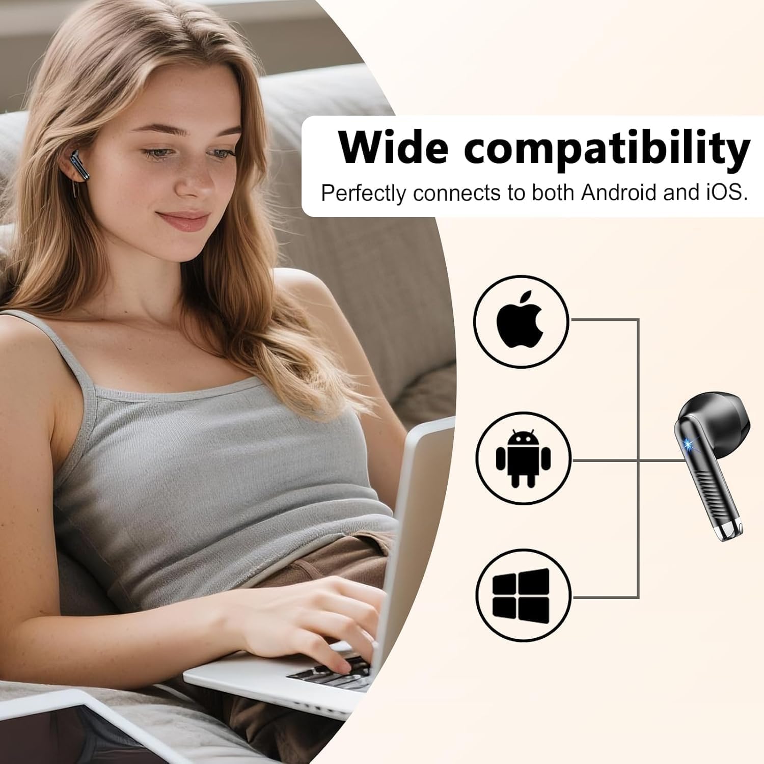 2026 Cuffie Bluetooth 5.4, Auricolari Bluetooth 56Ore 6D Stereo Cuffie Wireless In Ear con 4 ENC Mic, Cuffie Senza Fili Cancellazione Rumore Cuffiette Sport IP7 Impermeabili Headphones per iOS/Android