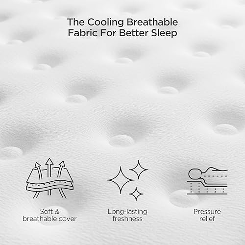 Miniatura 3 de Colchón Queen, firmeza media, 12 colchones híbridos de tamaño Queen con espuma viscoelástica y resortes ensacables para alivio de presión,