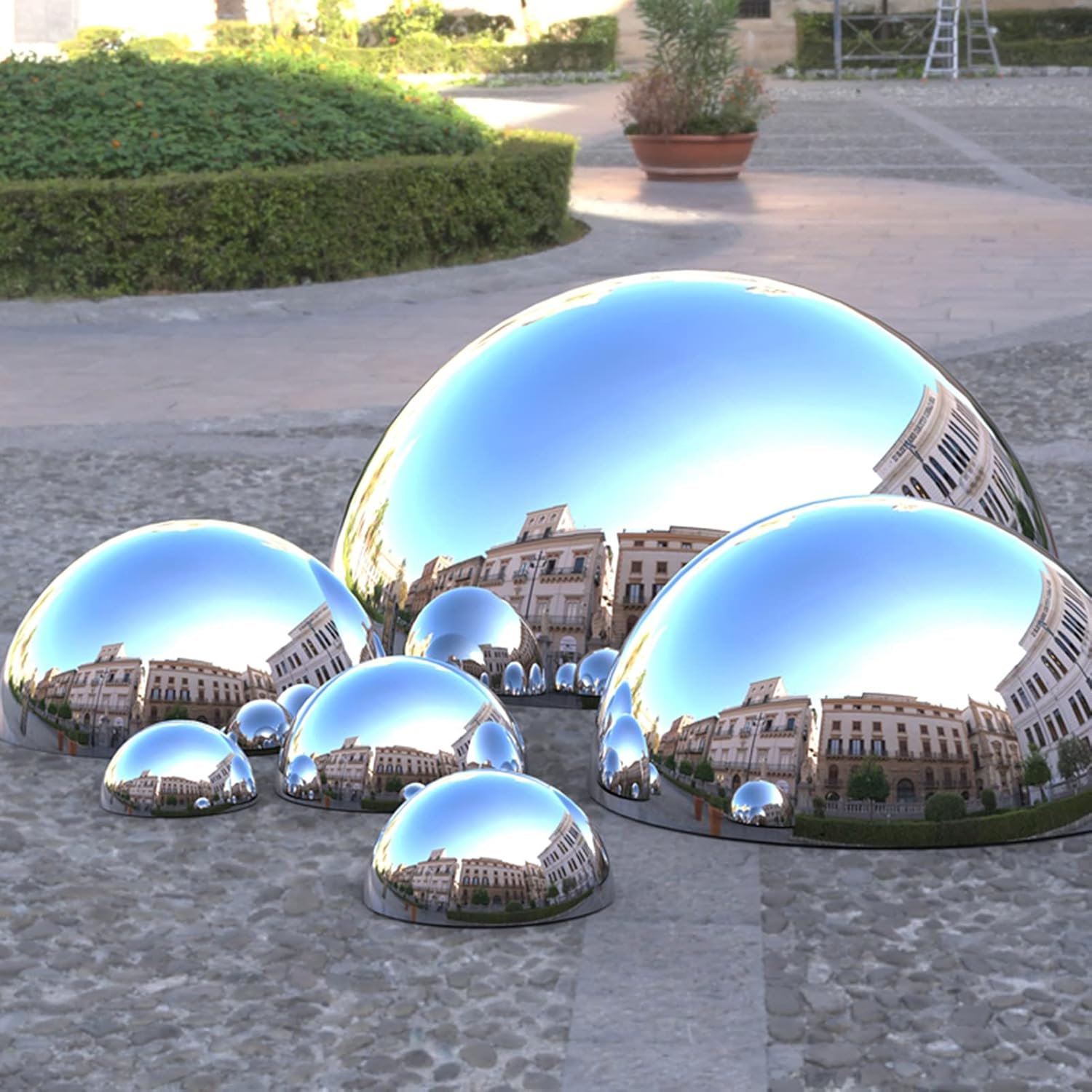 XINGLL Stainless Steel Gazing Ball, Mirror Polished Shiny Hollow Sphere, Home Garden Outdoor Yard Lawn Ornament Hemisphere, Floating Pond Balls Gazing Globe, 10 Pcs