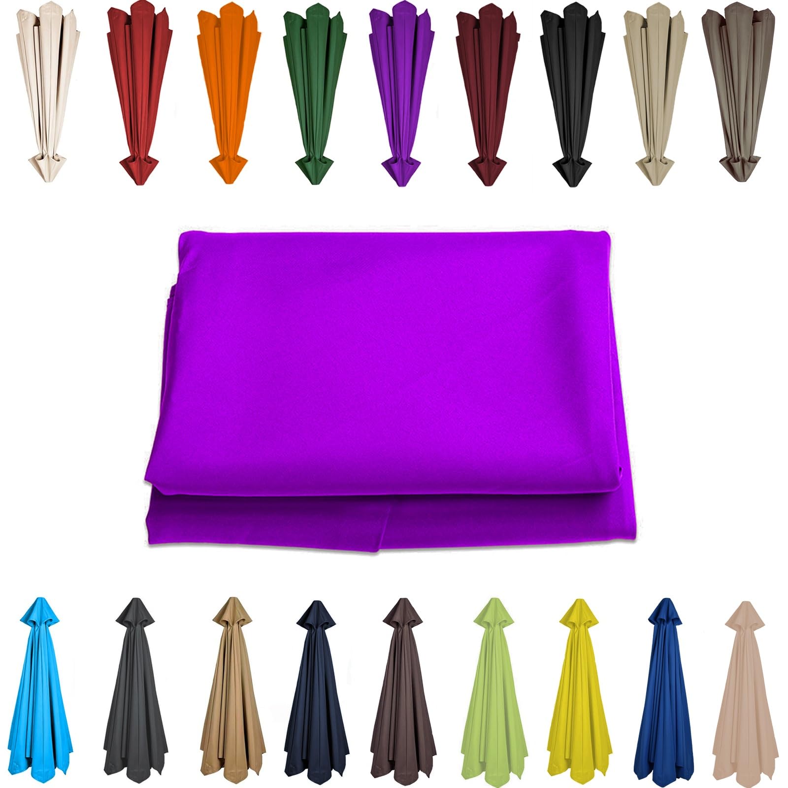 200/230/250/270/280/300/350 CM Parasol Top Fabric Cover Sunshade Cloth 6 8 Ribs Anti-Ultraviolet Patio Umbrella Replacement Cloth Garden Parasol Canopy Anti-UV(Purple,8 RIBS: 350CM/11.5FT) — image 1