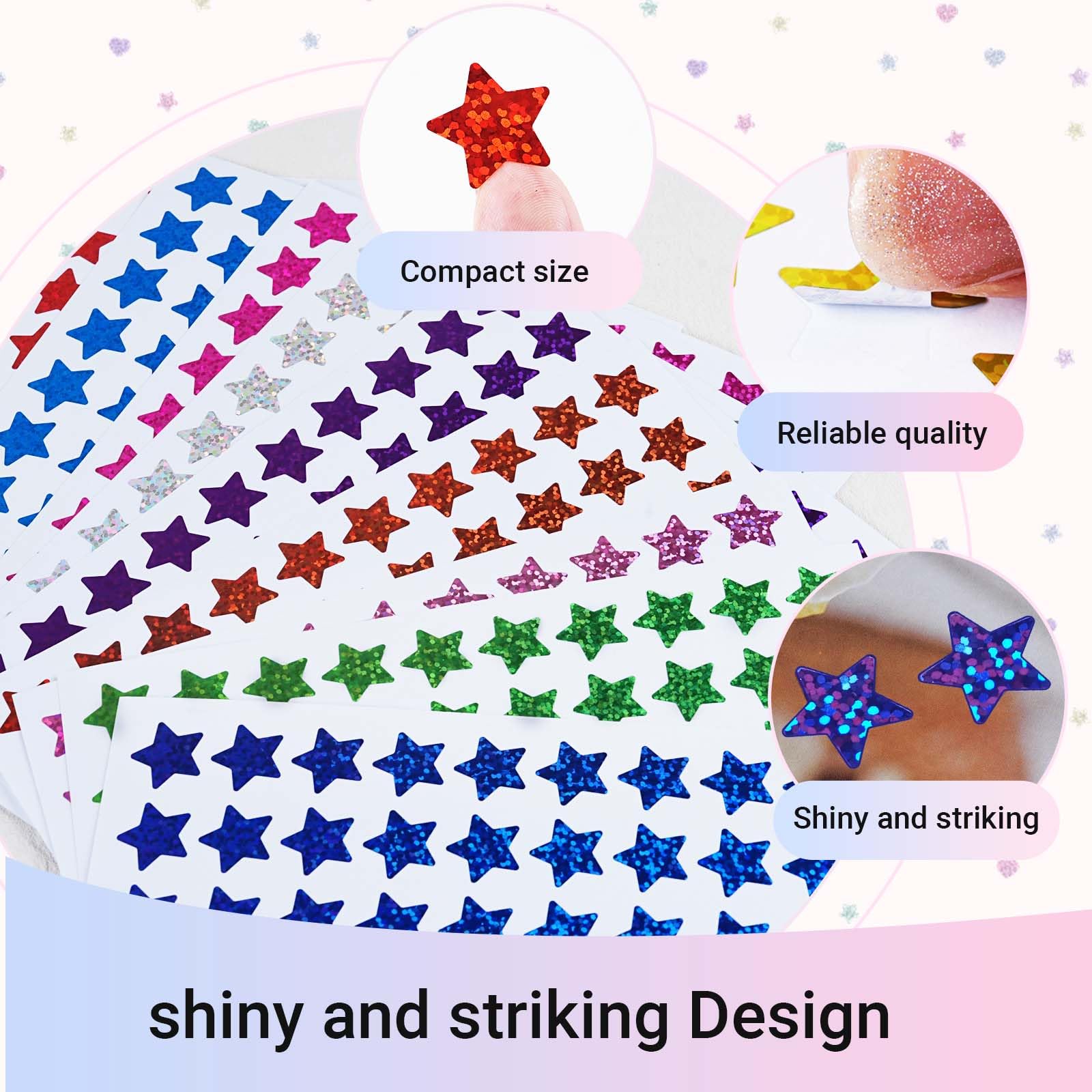 2100 Pcs Star Stickers, 30 Sheets Glitter Star Stickers for Reward Chart 10 Assorted Colorful Reward Sticker - Image 3