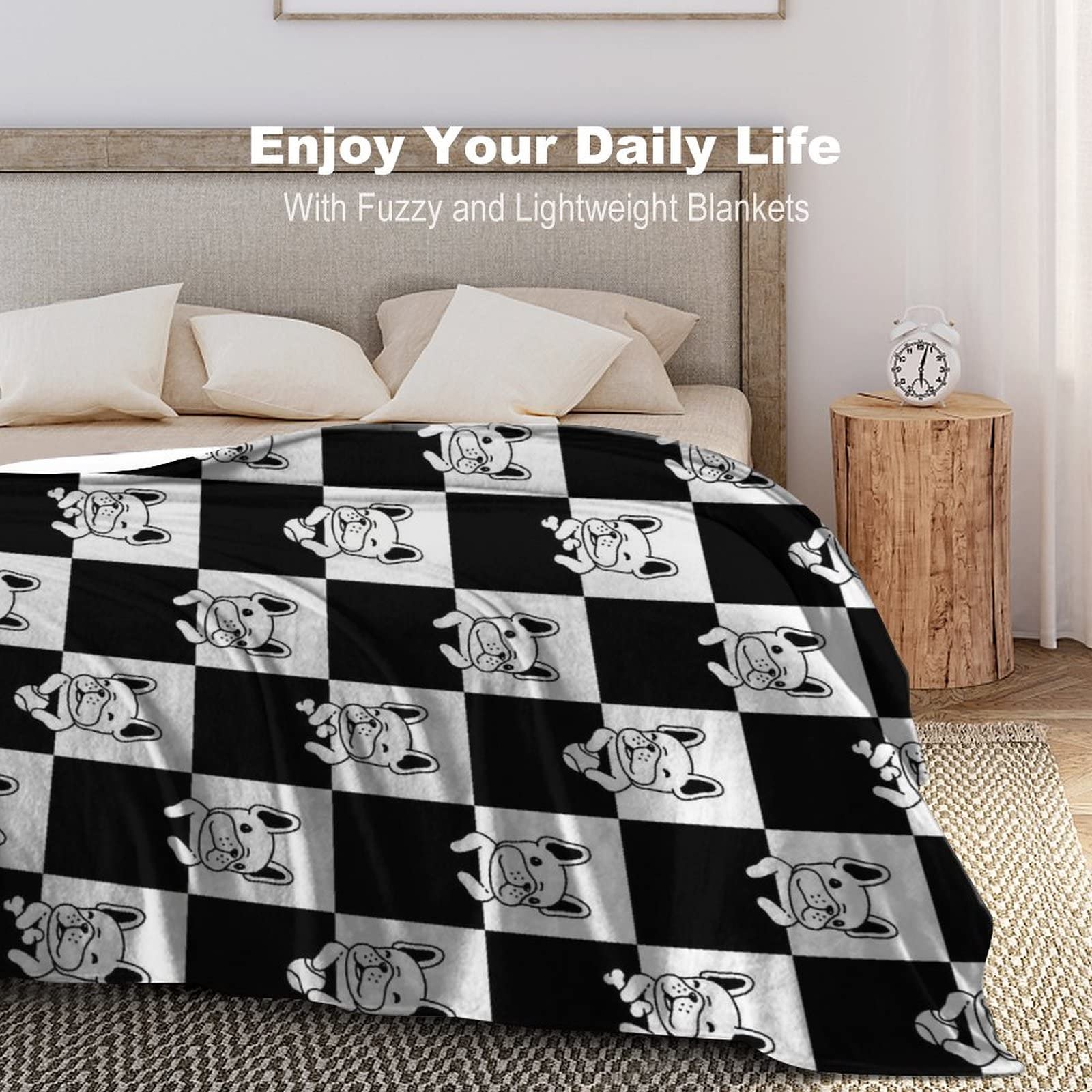 Couverture Polaire Chien Couverture Décorative Flanelle pour Lit Canapé 150×200cm