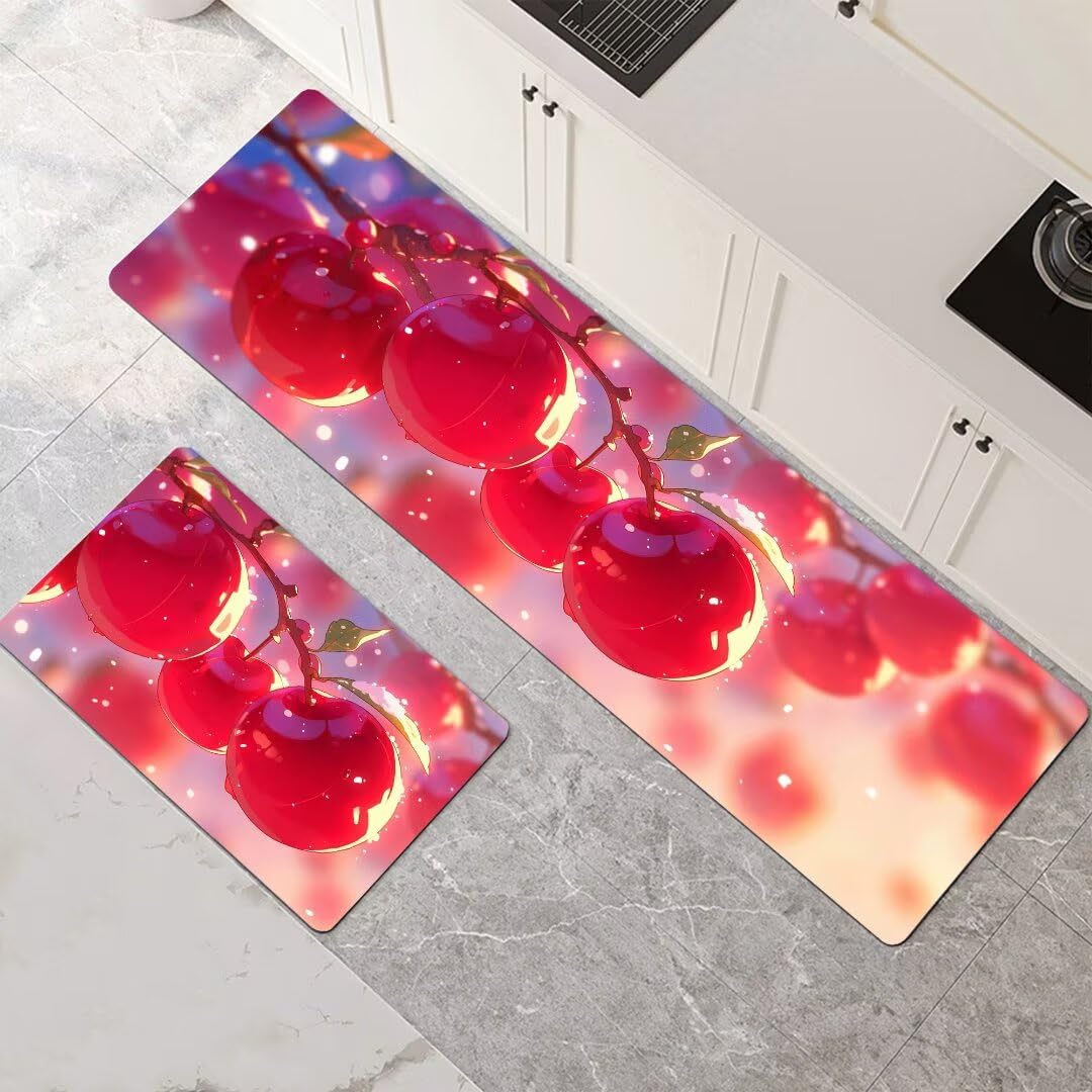 Absorbant rug pour couloir et salle de bain design cerise lavable