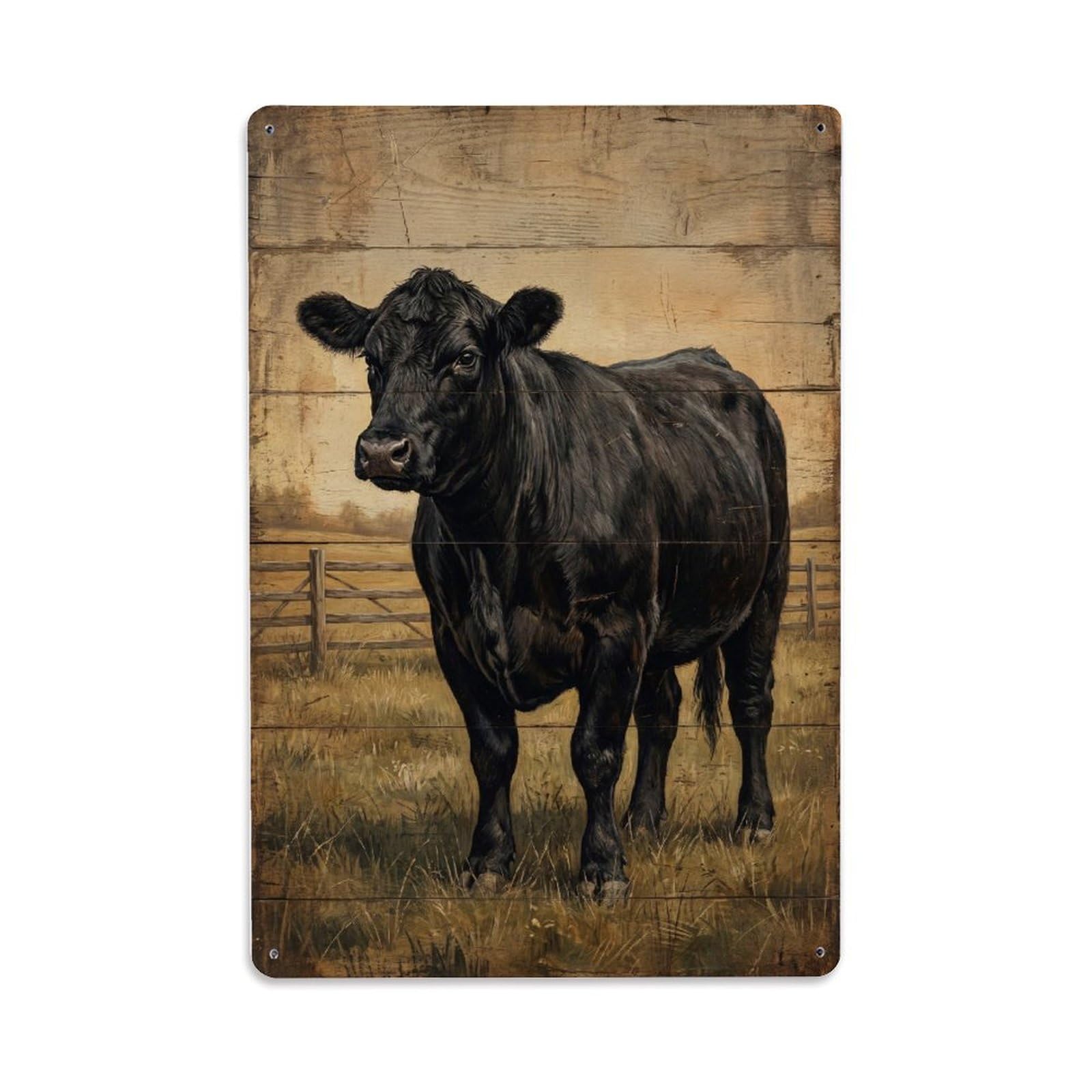 Angus Cow Farm Black Cattle Beef Metal Tin Sign Plaque Wall Decor for Cafe, Club Bar, Office, Home Garden Metal Poster 8x12Inch