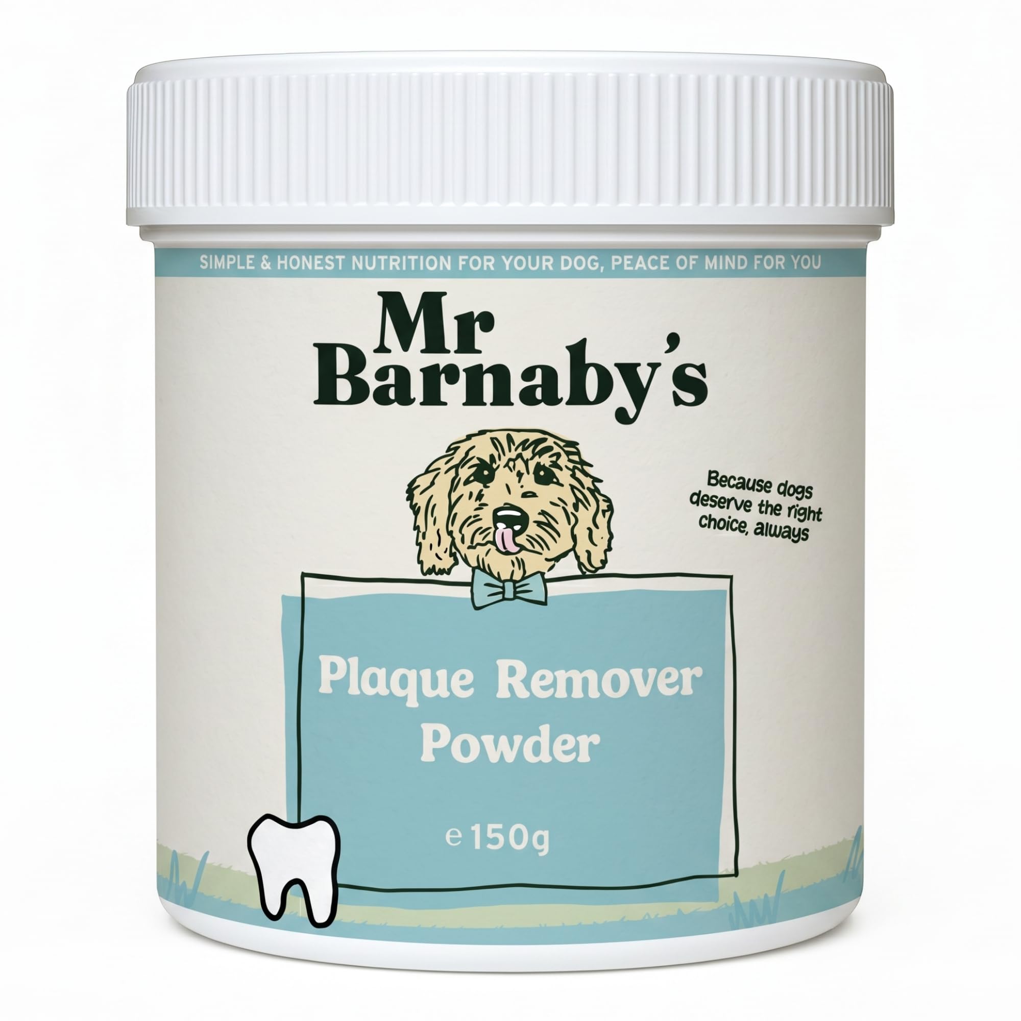 MR BARNABY'S Plaque Off Powder For Dogs - 150g - Plaque Remover for Dogs - No Need for Dog Toothpaste & Dog Toothbrush - Tartar Remover, Supplement Food Topper Powder for Fresh Breath & Dental Care