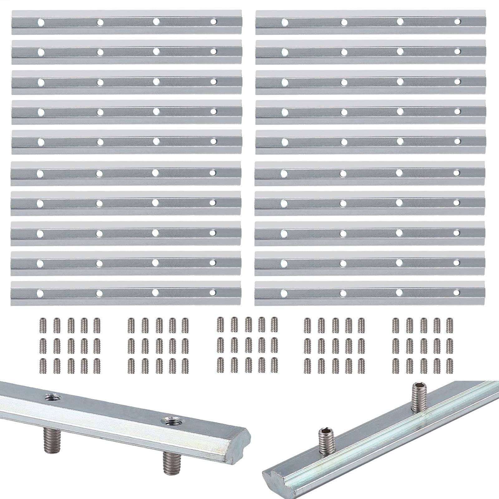 EYPINS 20x Uniones de Perfil de Extrusión de Aluminio Recto Conector de Sección 180 mm, Ranura en T, para Conector Hembra de 40 mm Perfil de Ranura 8