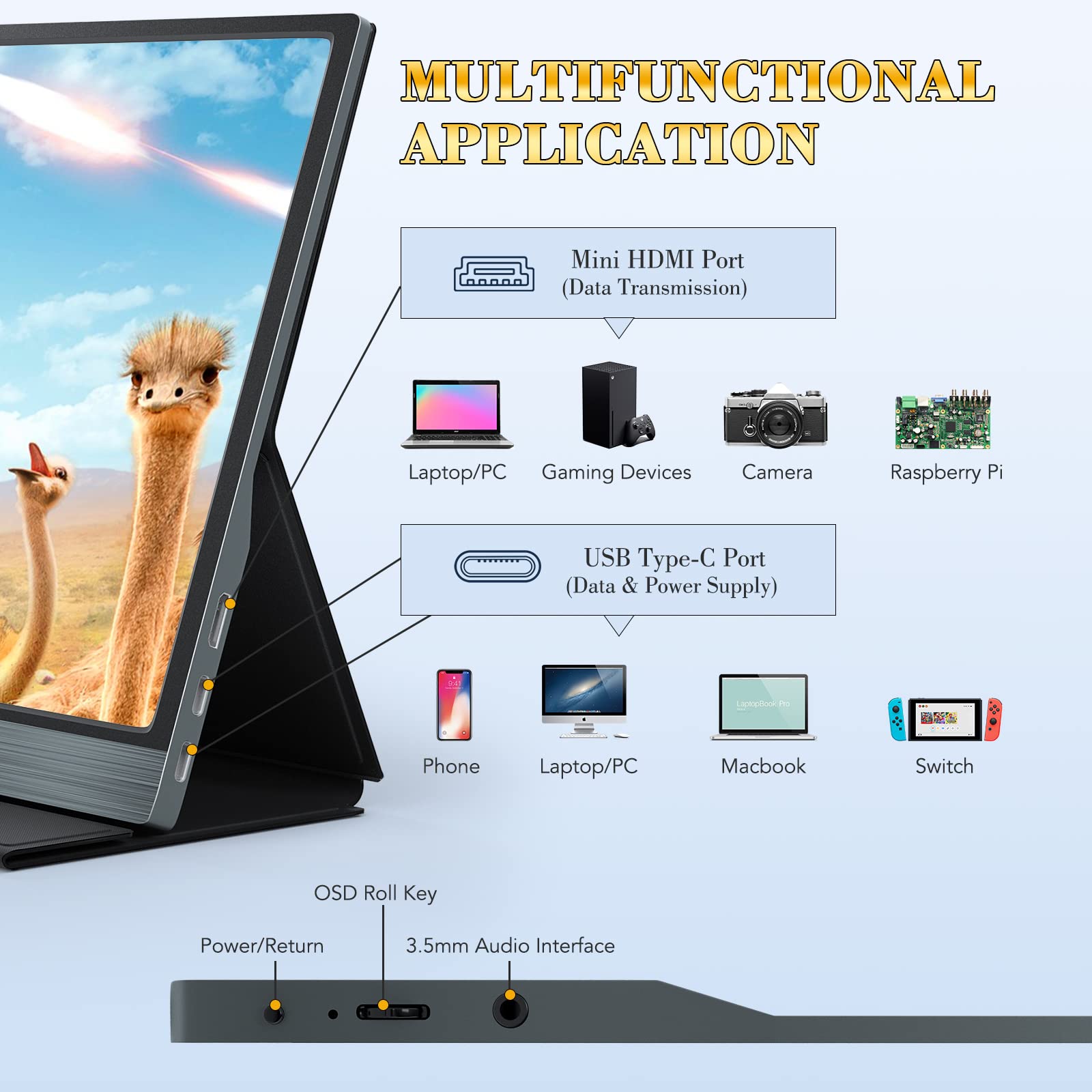 KUMK 15.6 Inch Portable Monitor 4K 3840 x 2160 UHD IPS Screen, 100
