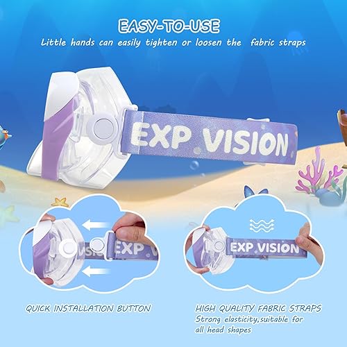 Miniatura 5 de Máscara de natación para niños, gafas de natación para niños de 180 antivaho, a prueba de fugas, con cubierta de nariz y correa de tela para edades