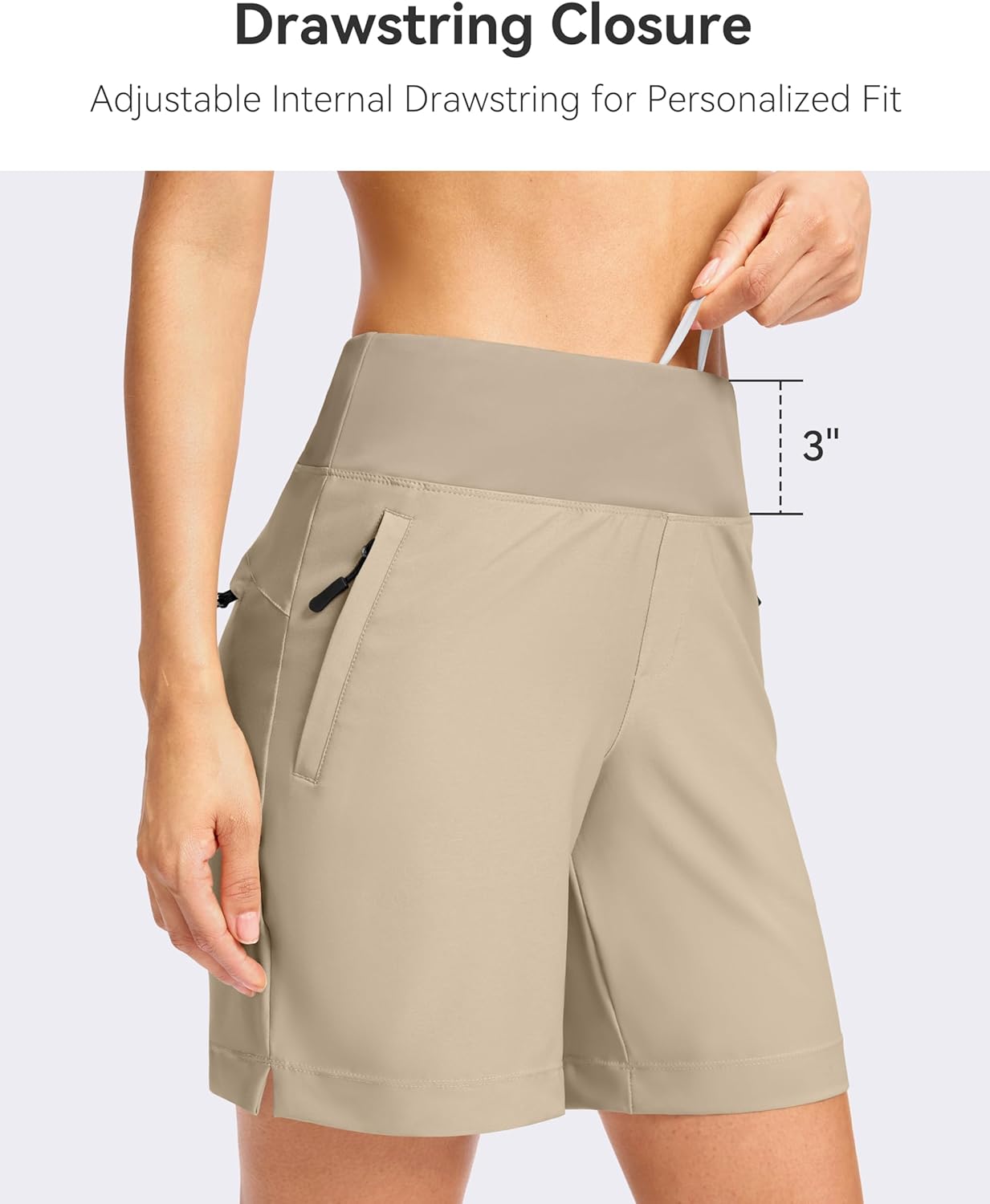 SANTINY Women's 5''/ 7''Hiking Shorts with 3 Zipper Pockets Lightweight Quick Dry Golf Shorts for Women Athletic Walking - Image 5