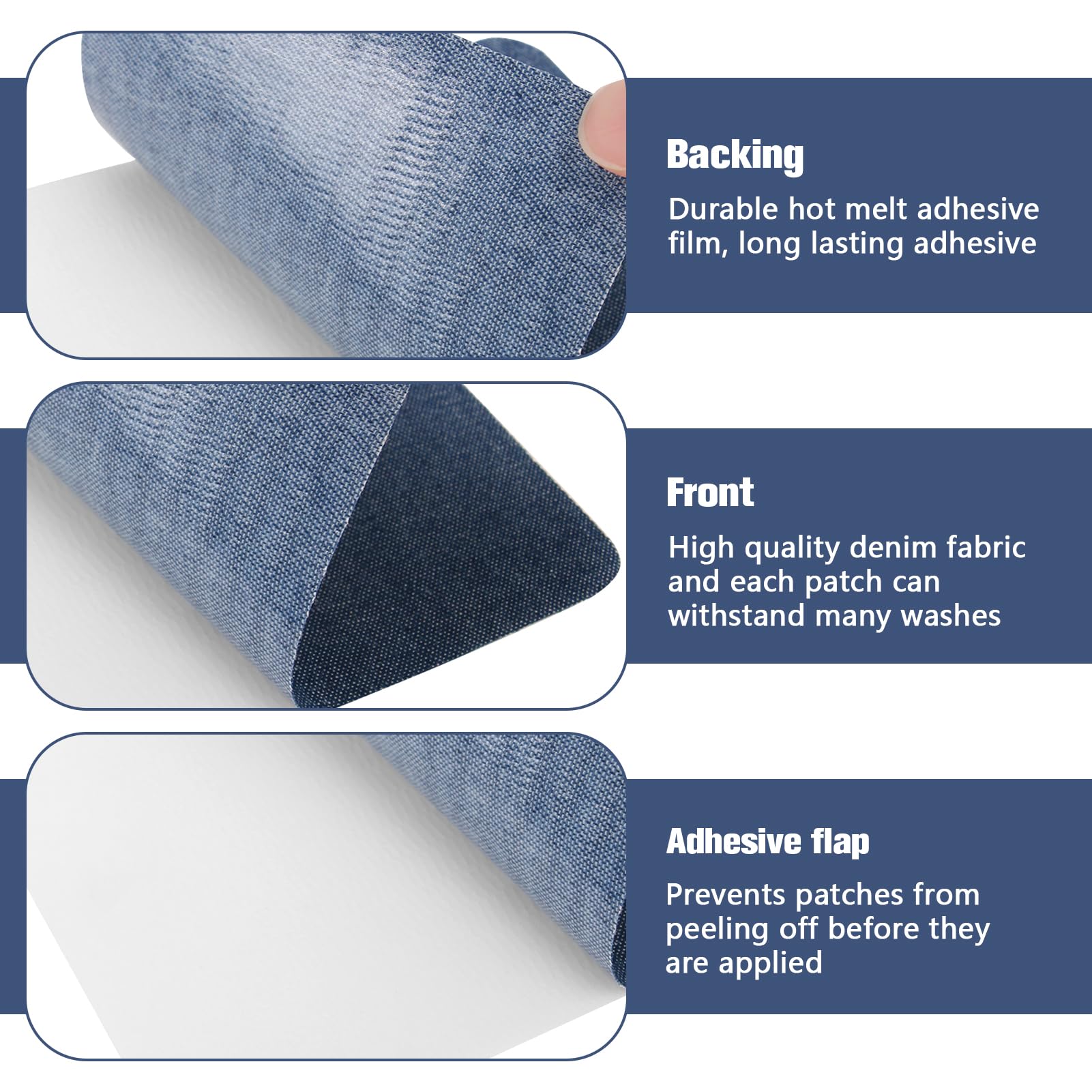 15 stuks denim patches voor jeans reparatie, opstrijkbare patches voor
