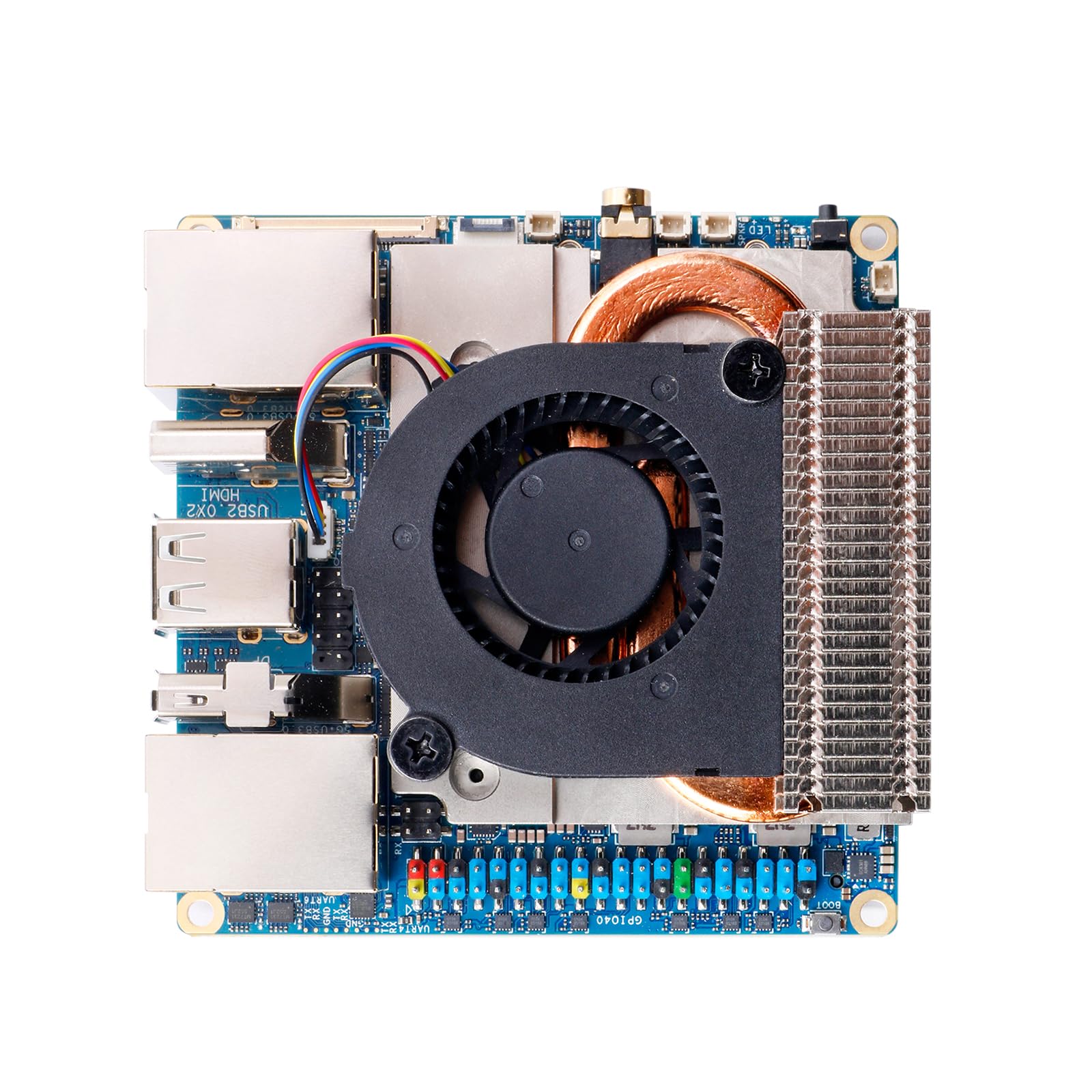 orange pi 6 8gb ram lpddr5 12 core 64 bit single board computer, cix soc 45tops ai npu mini pc run linux, android, windows, ros2 os with heat dissipation assembly with cooling fan