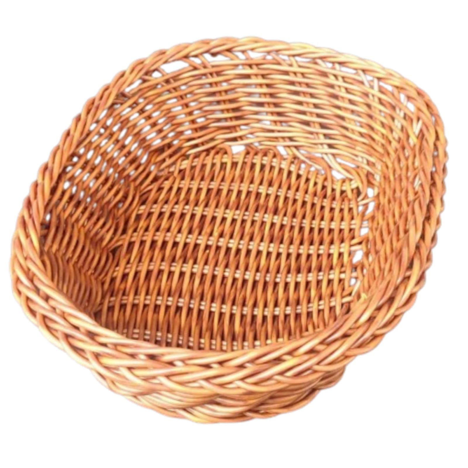 Shoppers Hub PNQ 20x29x8cm Oval Shaped PolyRattan Flower Fruit Vegetable Bread Basket for Ideal Heavy Duty Multipurpose Use In Homes, Buffets, Hotel Rooms and Commercial Places. (Shape: Oval)