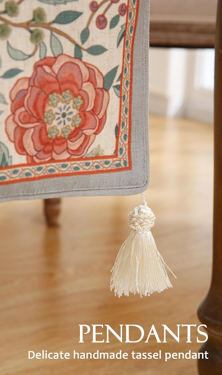 Floral Linen Small Table Runner 63 Inches Long,Wrinkle-Resistant Rustic Farmhouse Decor,Luxury Vintage Runner Table Cloth Accent for Coffee & Dining Table,12"x63" - Flowershadow