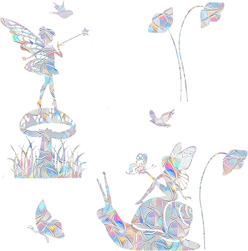 AREAWA Calcomanías para ventana de pájaro arcoíris (2)  No adhesivas, reutilizables, decoración estática para puertas de cristal, disuasorio de