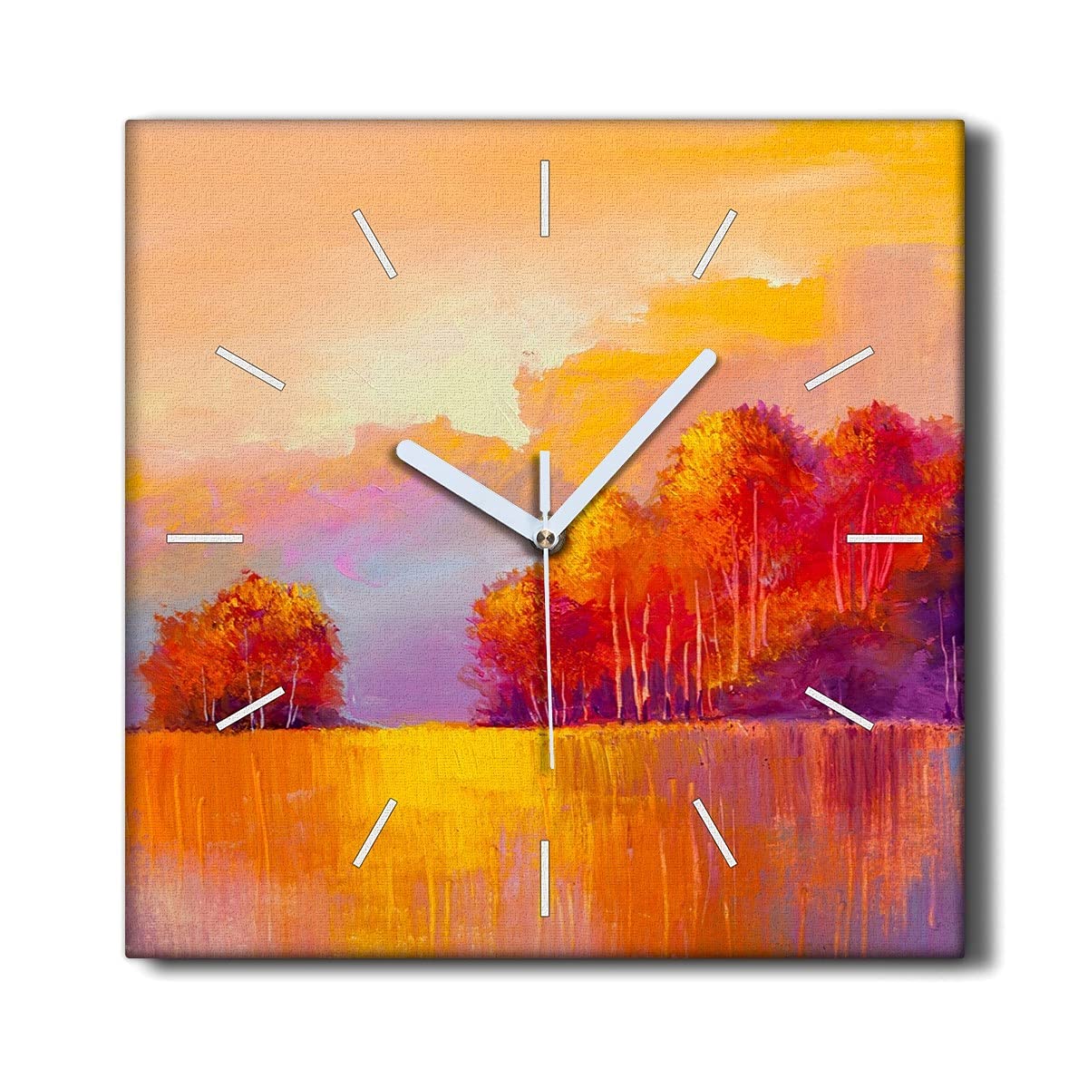 Horloge sur toile sans tic-tac pour salon déco nature sans bruit