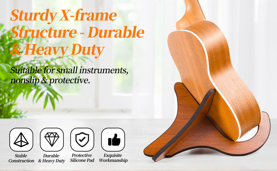 Supporto Per Ukulele, Stand Ukulele, Rack Per Ukulele, Supporto Per Chitarra, Supporto Per Strumenti In Legno Pieghevole X Frame Stand Con Bordo Spugna, Per Ukulele, Mandolino, Banjo, Violino - 7