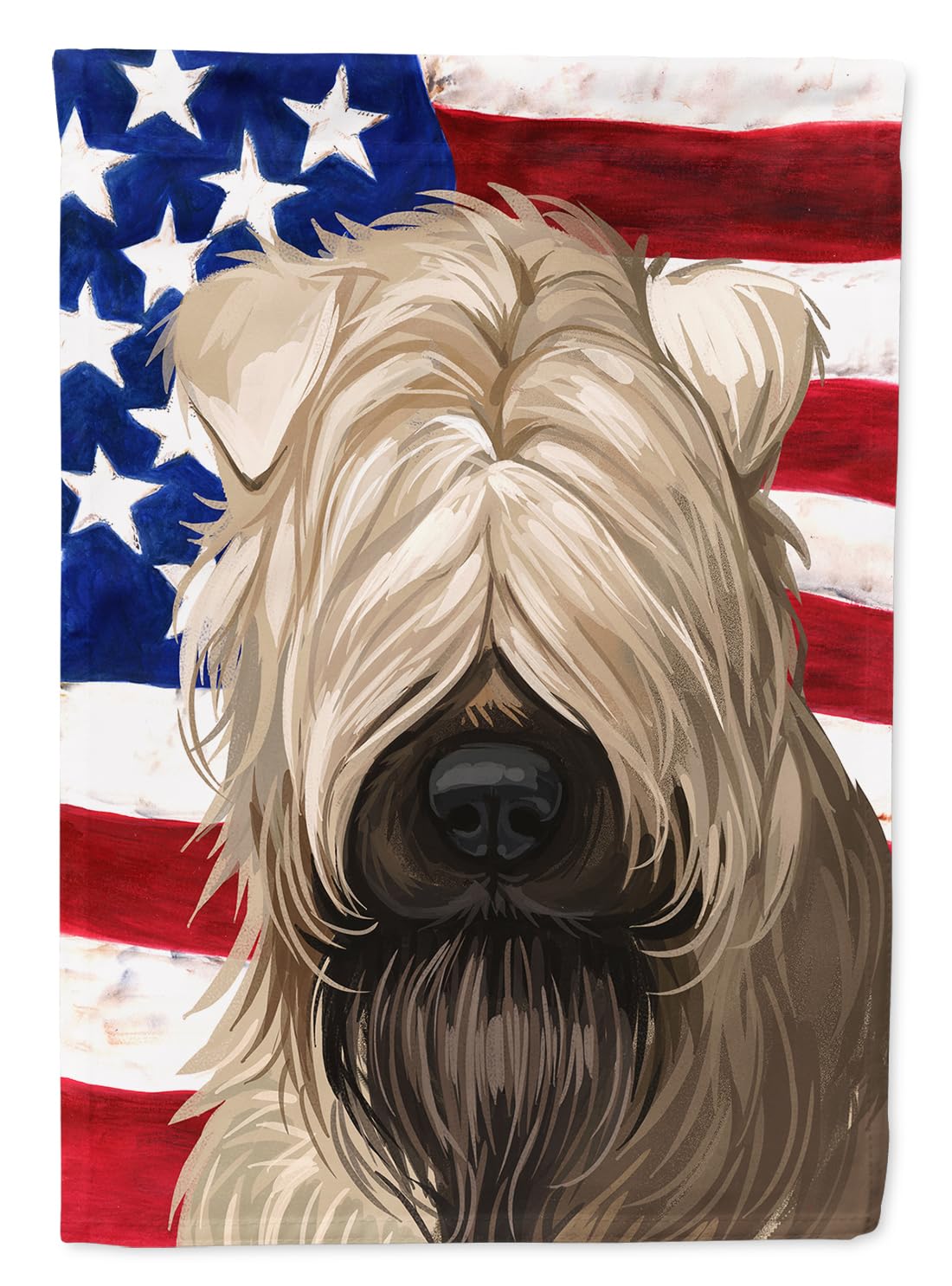 Wheaten Terrier American Flag pavillon en toile grand format pour façade et devanture de maison