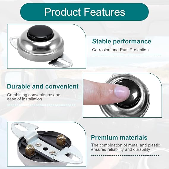 3 Pcs Universal 12V Horn Button Switch, Flush Mount Steering Wheel Horn Button for Air Train Applications