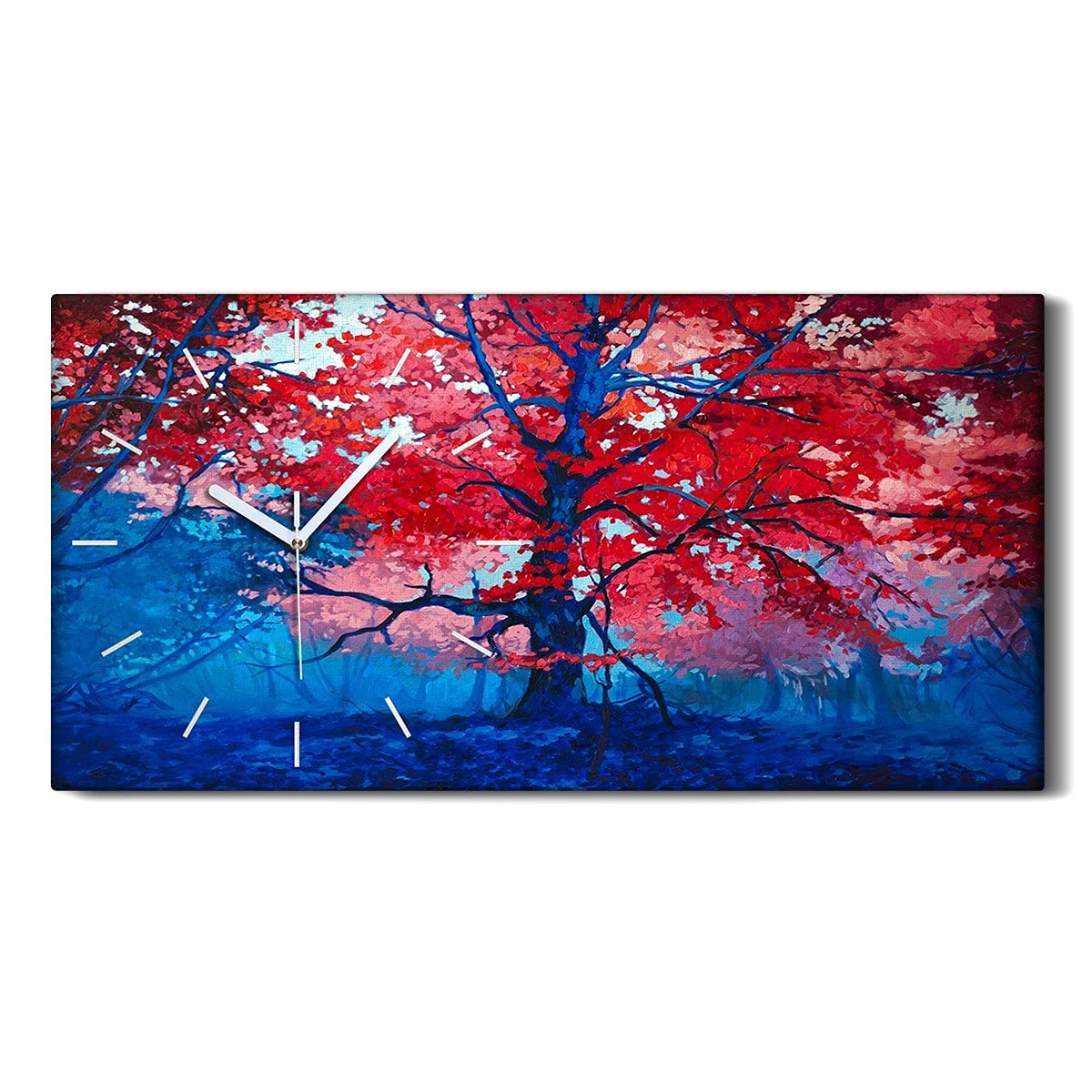 Horloge sur Toile 60x30cm Ne Pas Tic Tac Décoration Image Art Moderne Peinture Forêt