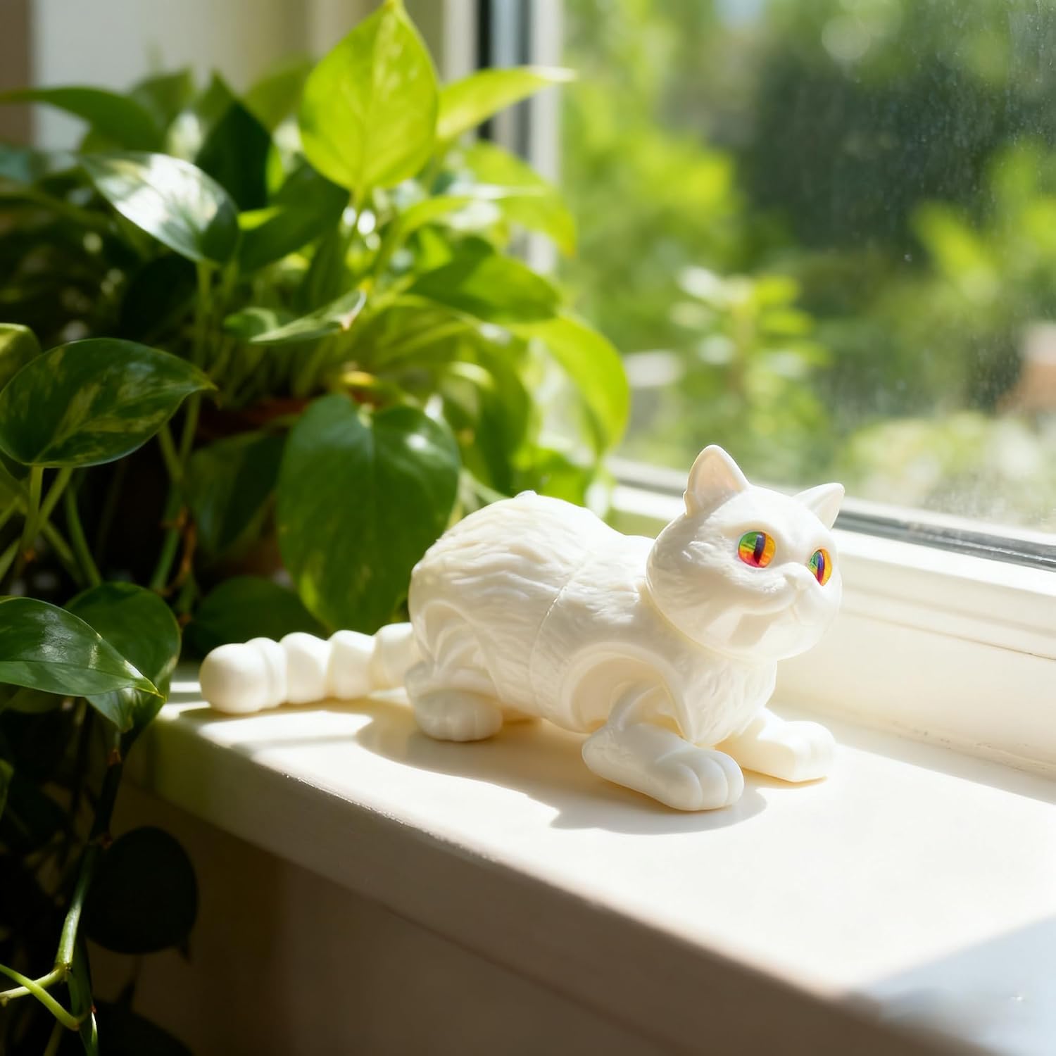 3D Printed Articulated Cat, Cute Fat Persian Cat Doll,3D Printed Animals Fidget Toys Decor for Stress Relief, Action Figure Toys for Age15+ Desktop Decoration (White) image 4