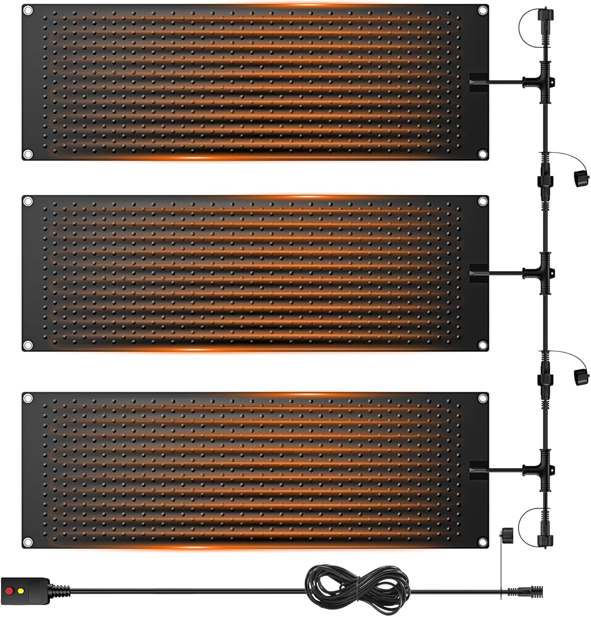 3 PCS Heated Snow Melting Mats, 30" X 10" Ice Melting Pad with Power Cord for Winter Stairs, Non-Slip Heated Ice & Snow Carpet, Ice Melt Mat Slip-Proof Rubber Heated Mat, Doors, Courtyard, Stairs