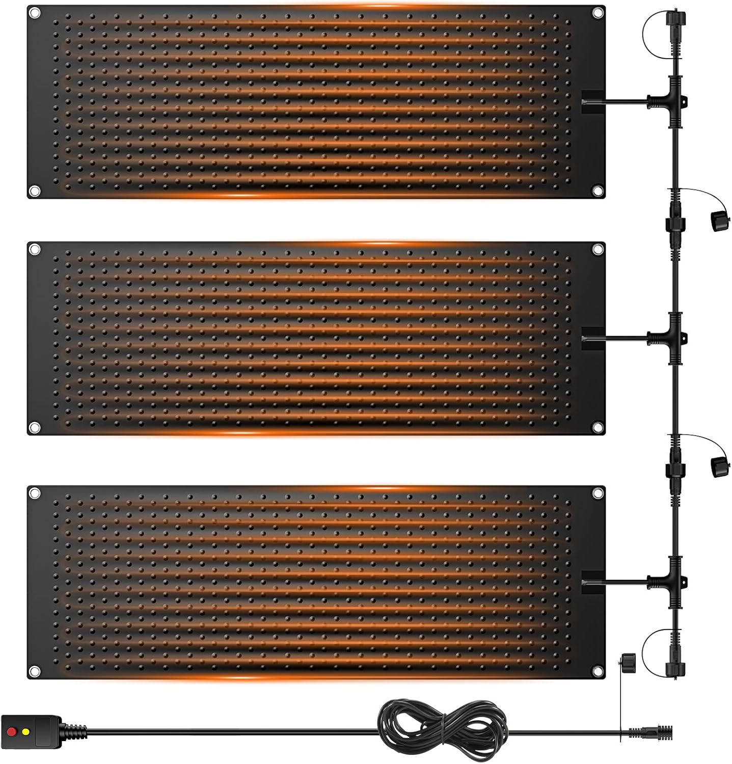 3 PCS Snow Melting Mats Outdoor, 10 x 30 in No-Slip Rubber Heated Snow Melting Mat, Waterproof and Leak-Proof Ice Melting Mats, Heated Driveway Mats for Winter Walkways, Outdoor Stairs, Steps,Doorways