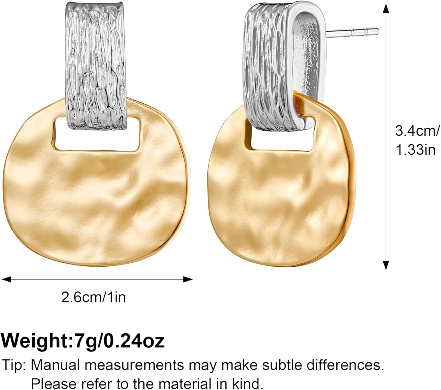 MUYAN Gold and Silver Boho Hammered Dangling Earrings for Women Modern Statement Finish Dangle Drop Earrings Jewelry - Image 5