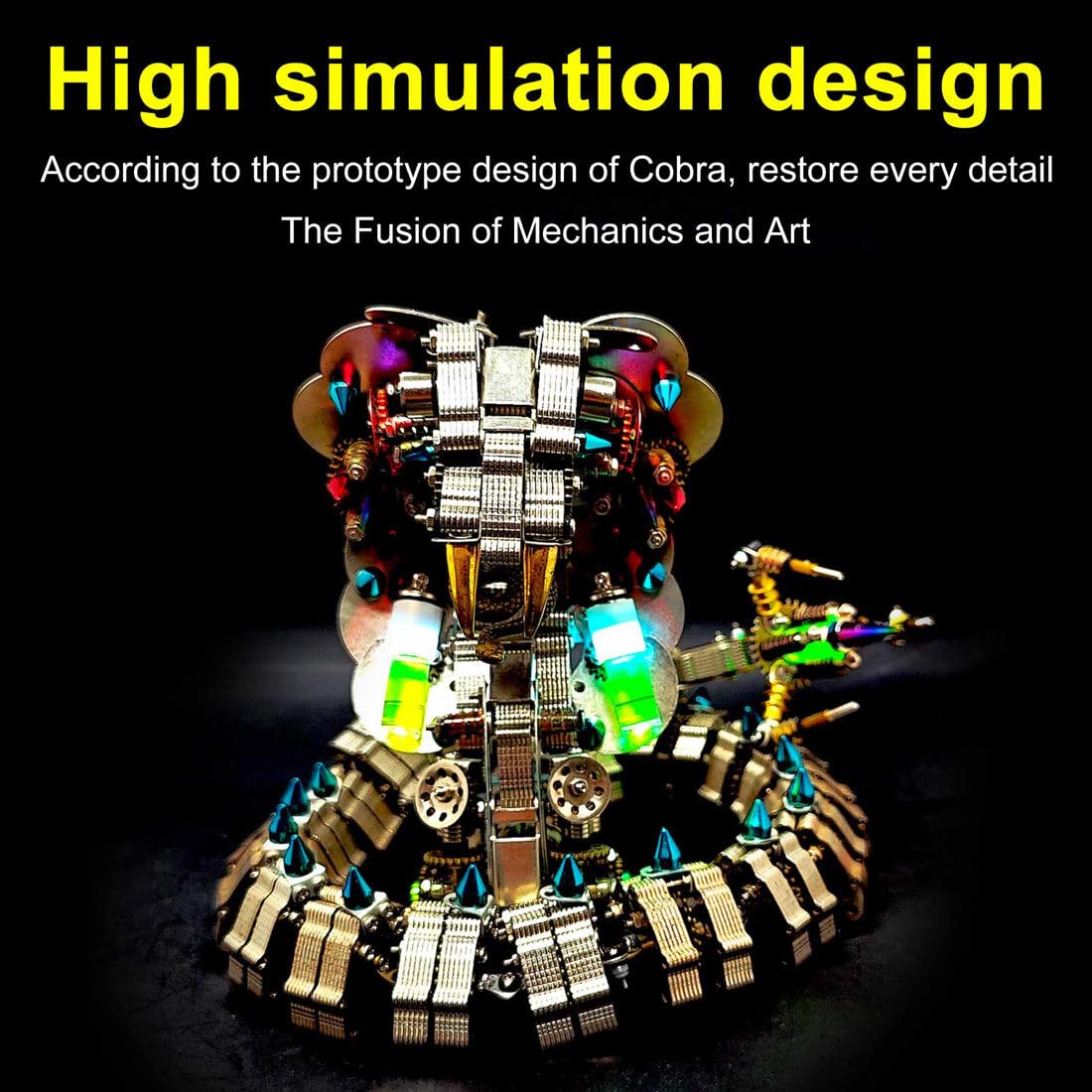 3D Metall Puzzle Modellbausatz Erwachsene, DIY Kobra Schlange Metall 3D Modell 3D Puzzle Metallbausatz, 1000 Teile 3D Laserschnitt Modell Steampunk Sammelbares Spielzeug
