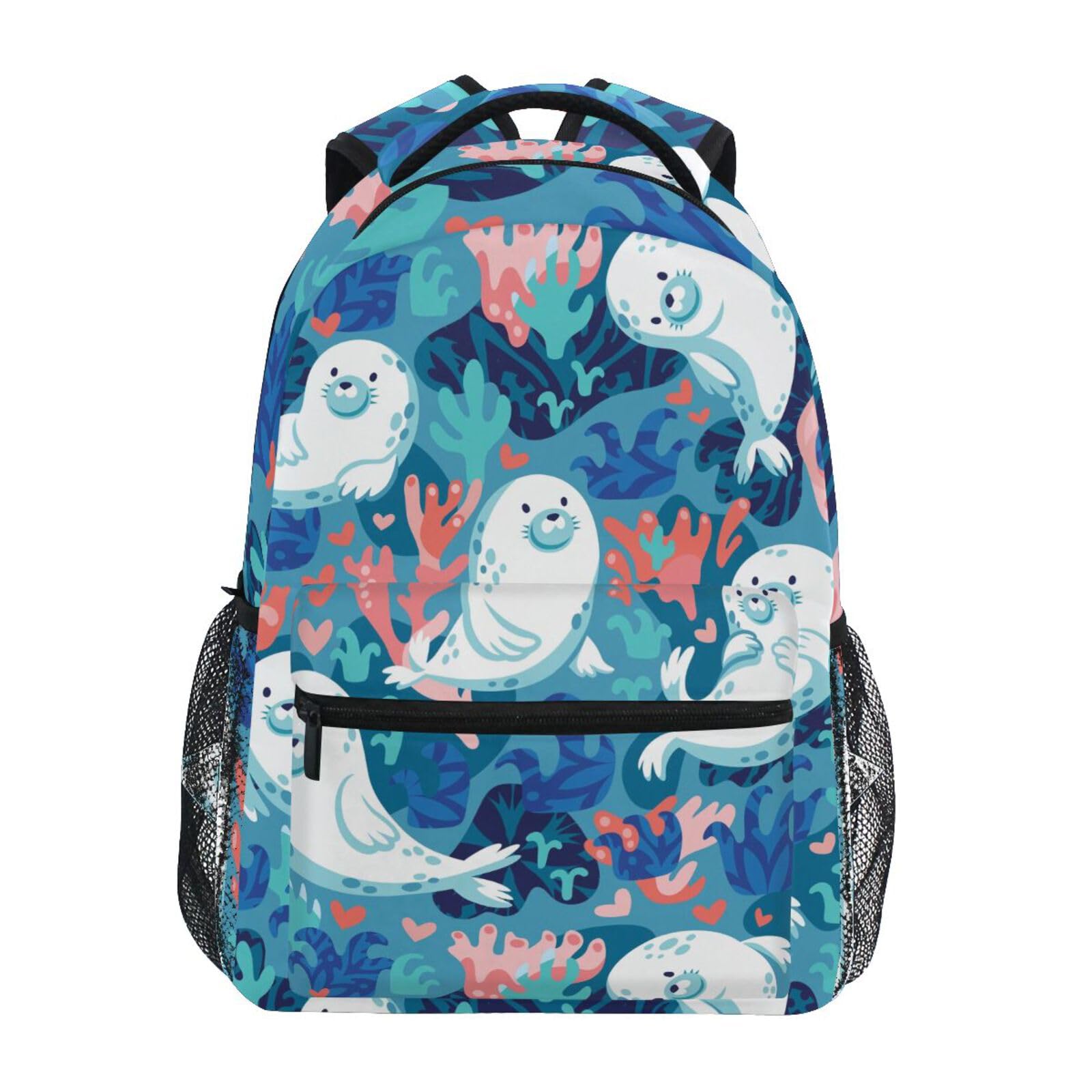 Youjuner Boys Multicolor School Backpack Cute Seal Girls Schoolbag Bookbag Casual Backpack Travel Rucksack Daypack