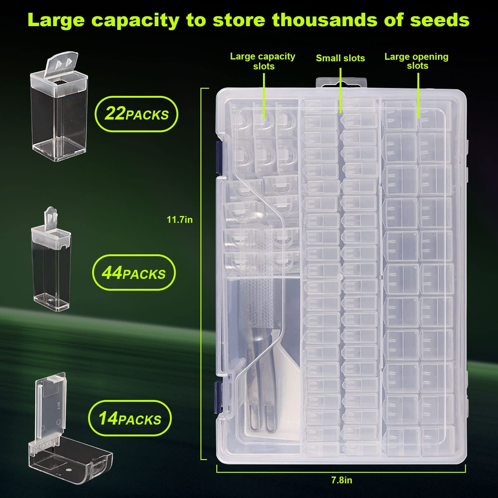 Mumisuto Organiseur de Semences - 80 Emplacements en Plastique Avec Étiquette Autocollante - Rangement pour Tomates, Piment, Herbes, Légumes, Poivrons, Fleurs
