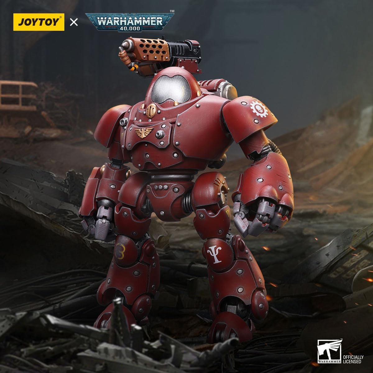JOYTOY 1/18 Action Figures - Warhammer 40,000 Adeptus Mechanicus Kastelan Robot with Incendine Combustor - 9‘’,Classic Character,Collectible,Age 15 and Above